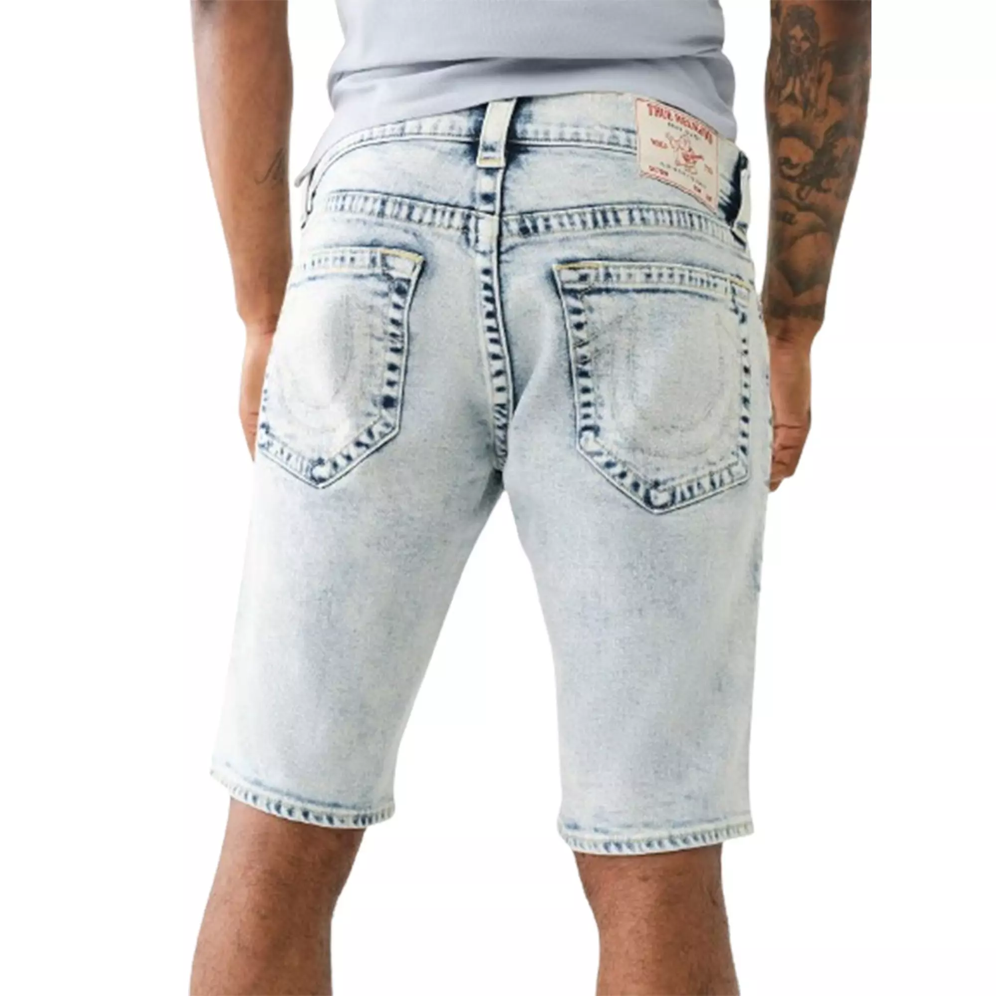 True Religion Men's Rocco Acid Wash Denim Shorts - BLUE