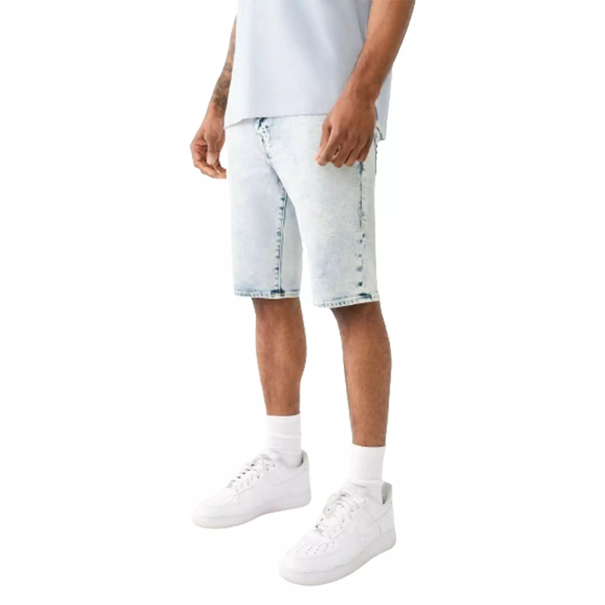 True Religion Men's Rocco Acid Wash Denim Shorts - BLUE