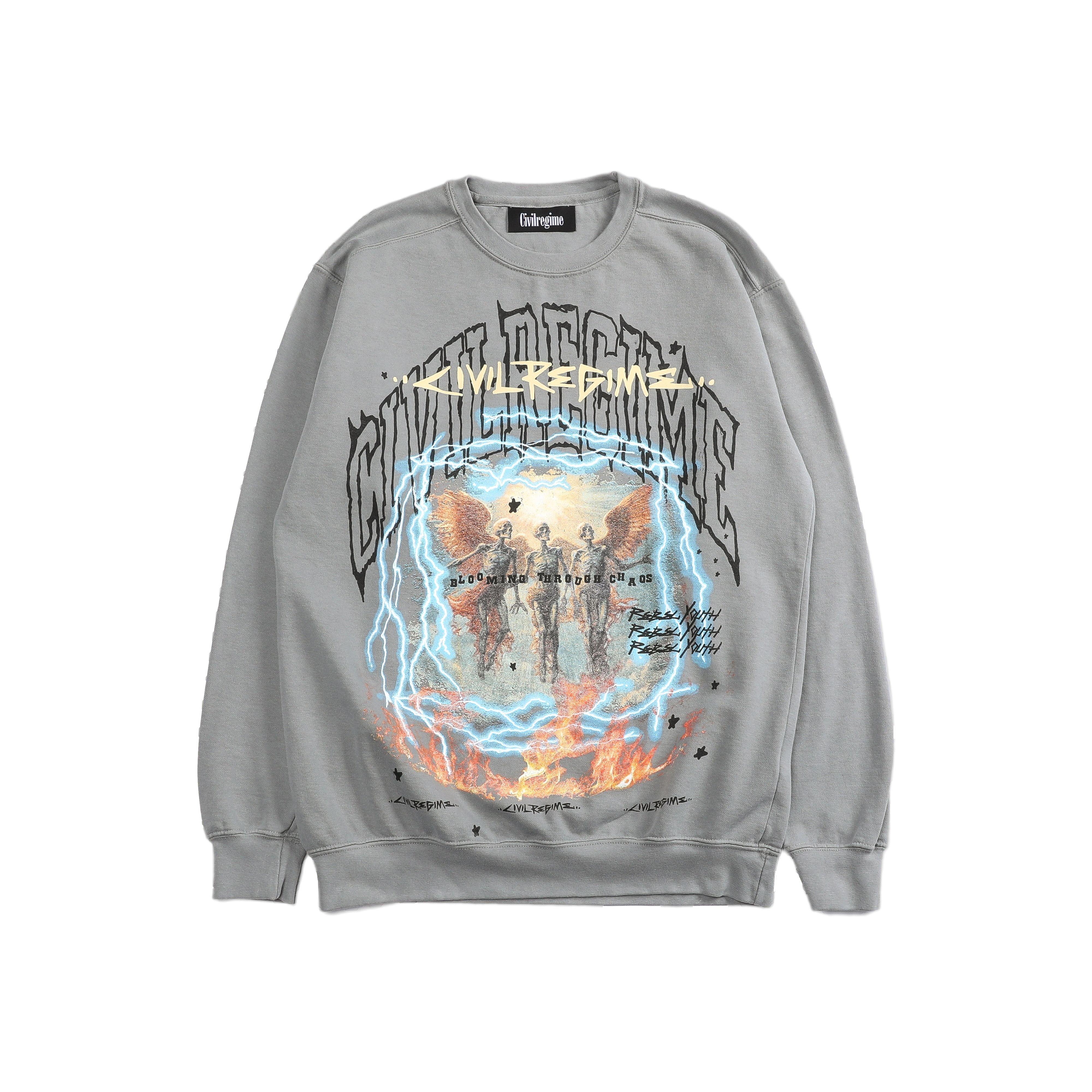 Civil Regime Men's Lightning Burns Independence Crew Sweatshirt - GREY