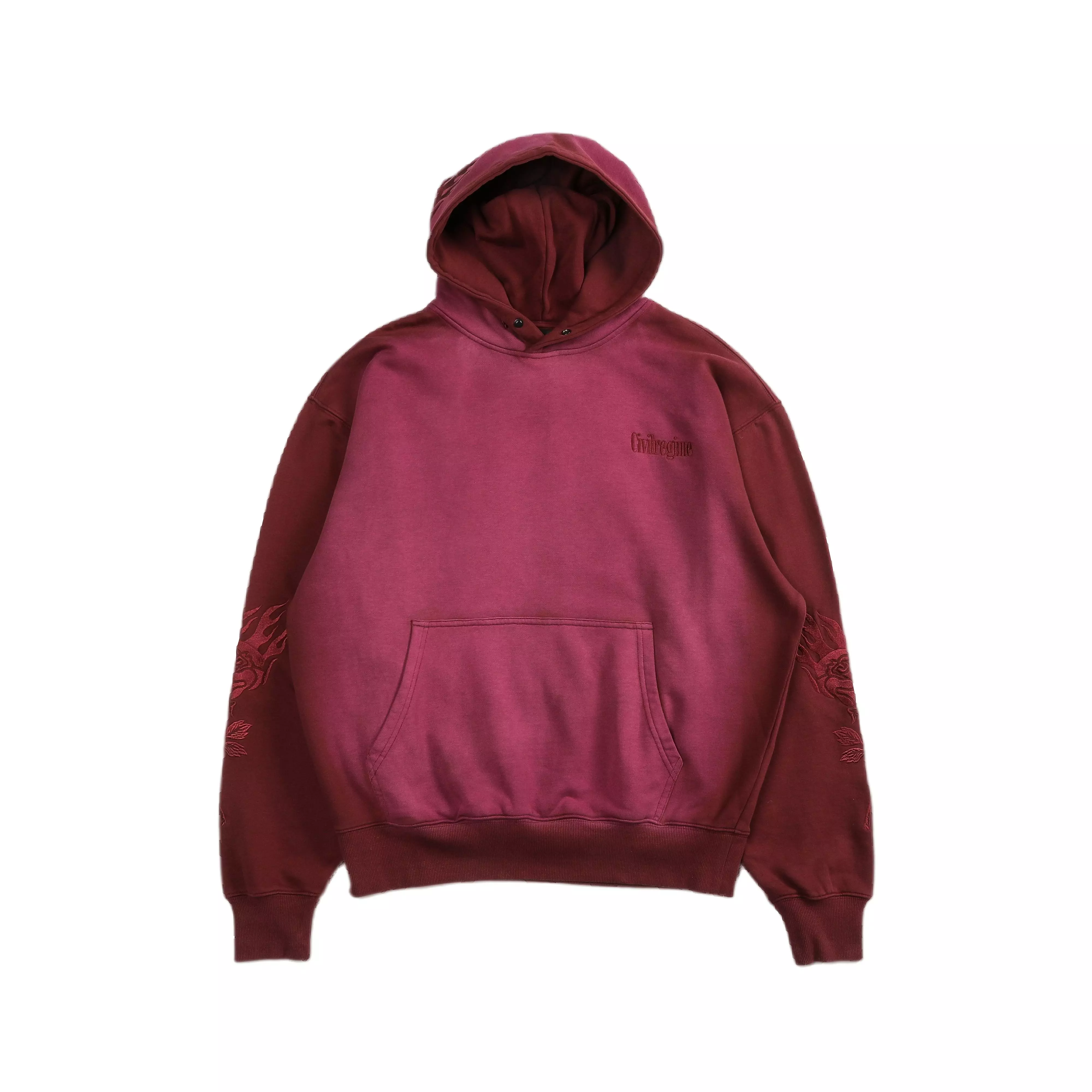 Civil Regime Men's Forever Rose Snap Hoodie - Oxford Red - BURGUNDY