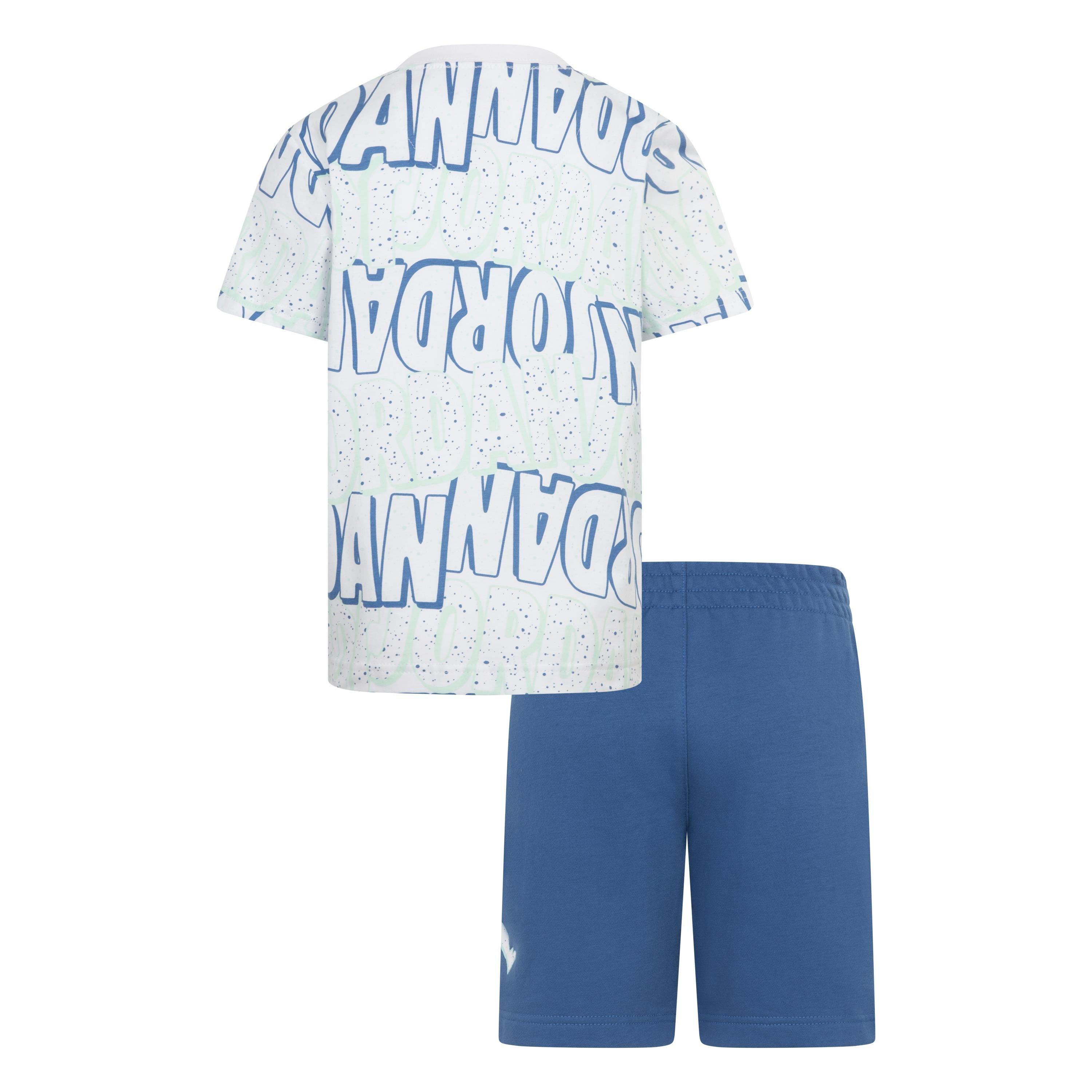 Jordan Printed Short Little Boys' White/Blue Set