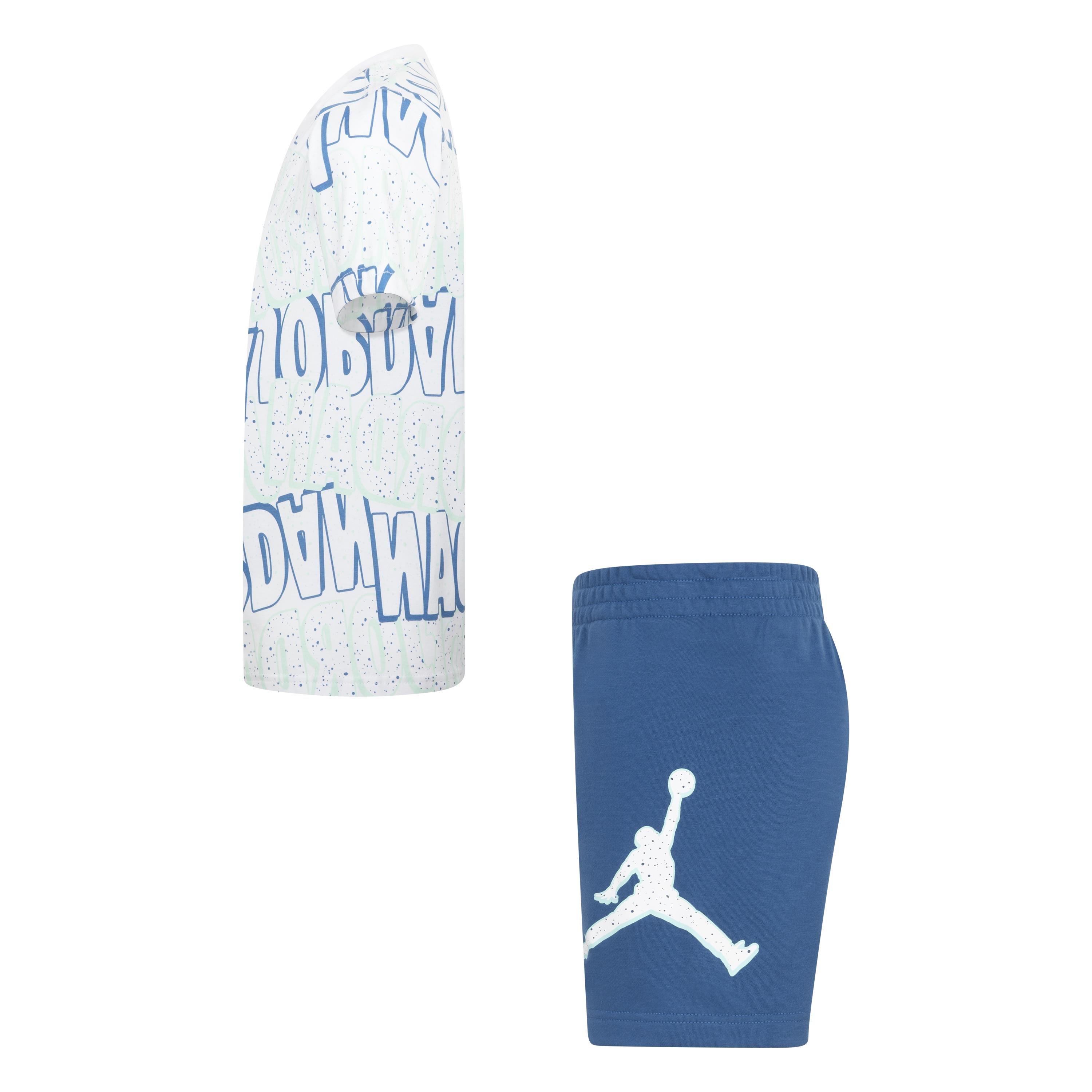 Jordan Printed Short Little Boys' White/Blue Set