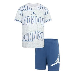 Jordan Little Boys' Printed Short Set - White/Blue