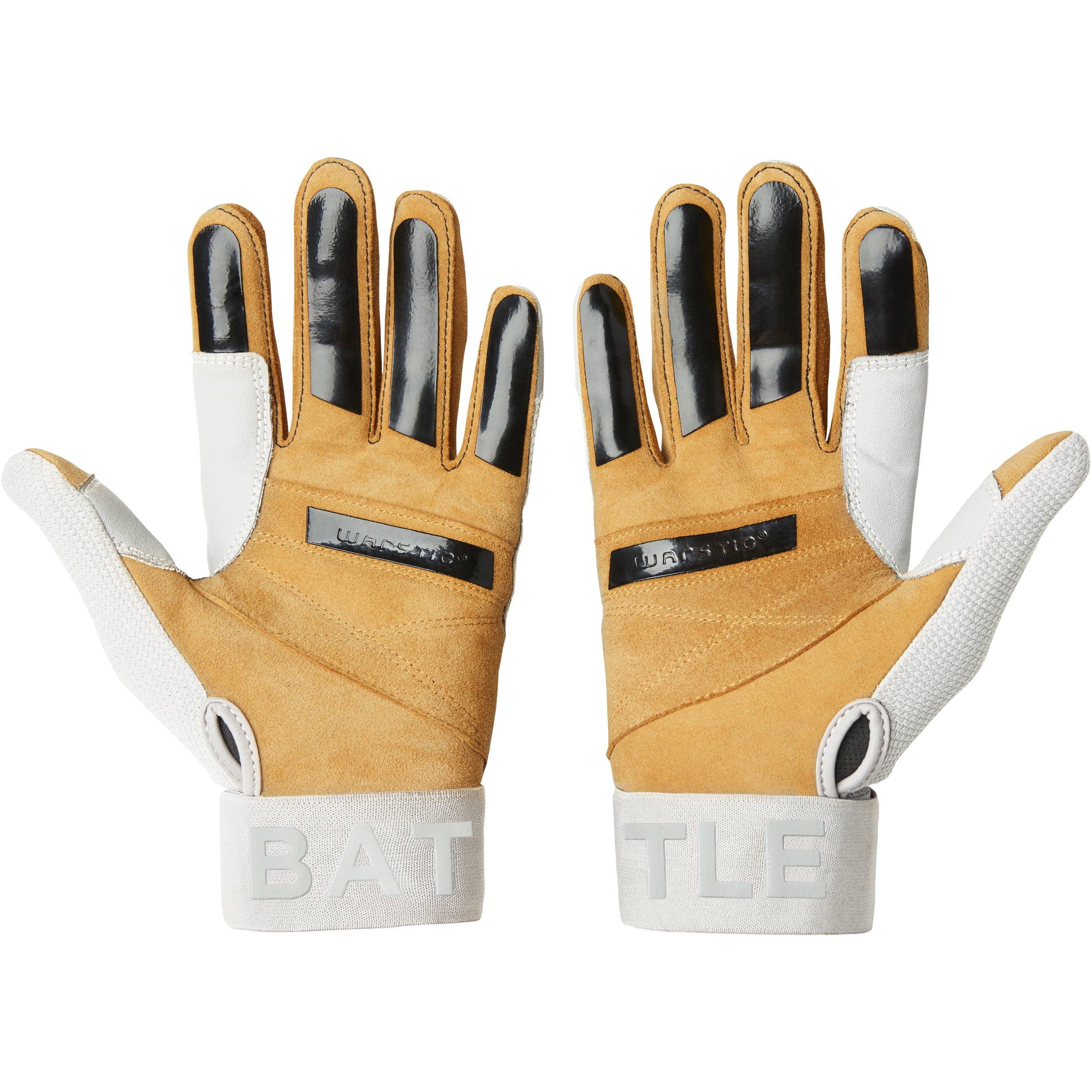 Warstic Adult Workman 3 Baseball Batting Gloves - Bone - WHITE/BLACK Thumbnail View 2