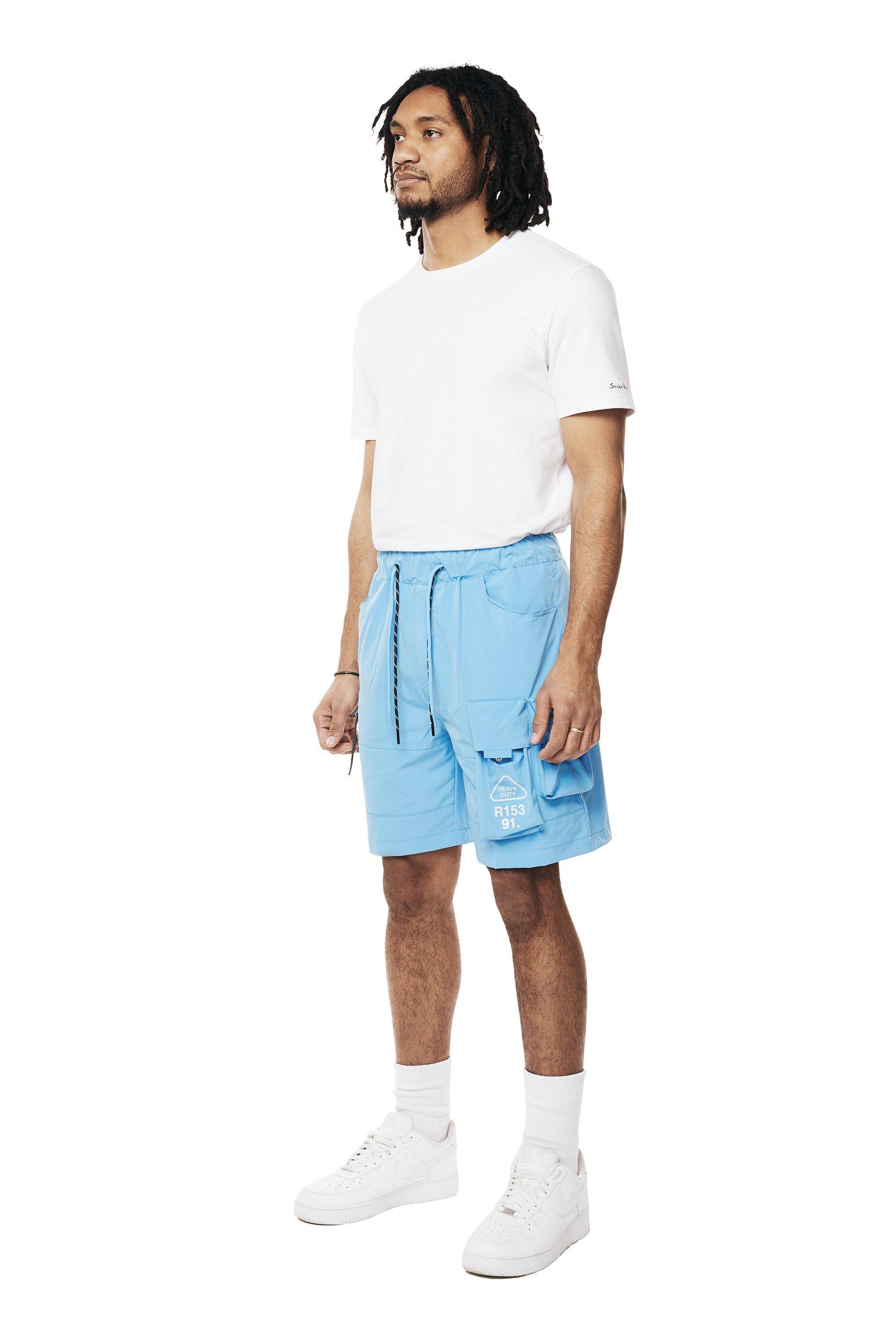 Smoke Rise Men's Utility Nylon Cargo Shorts - Blue - CAROLINA BLUE Thumbnail View 3