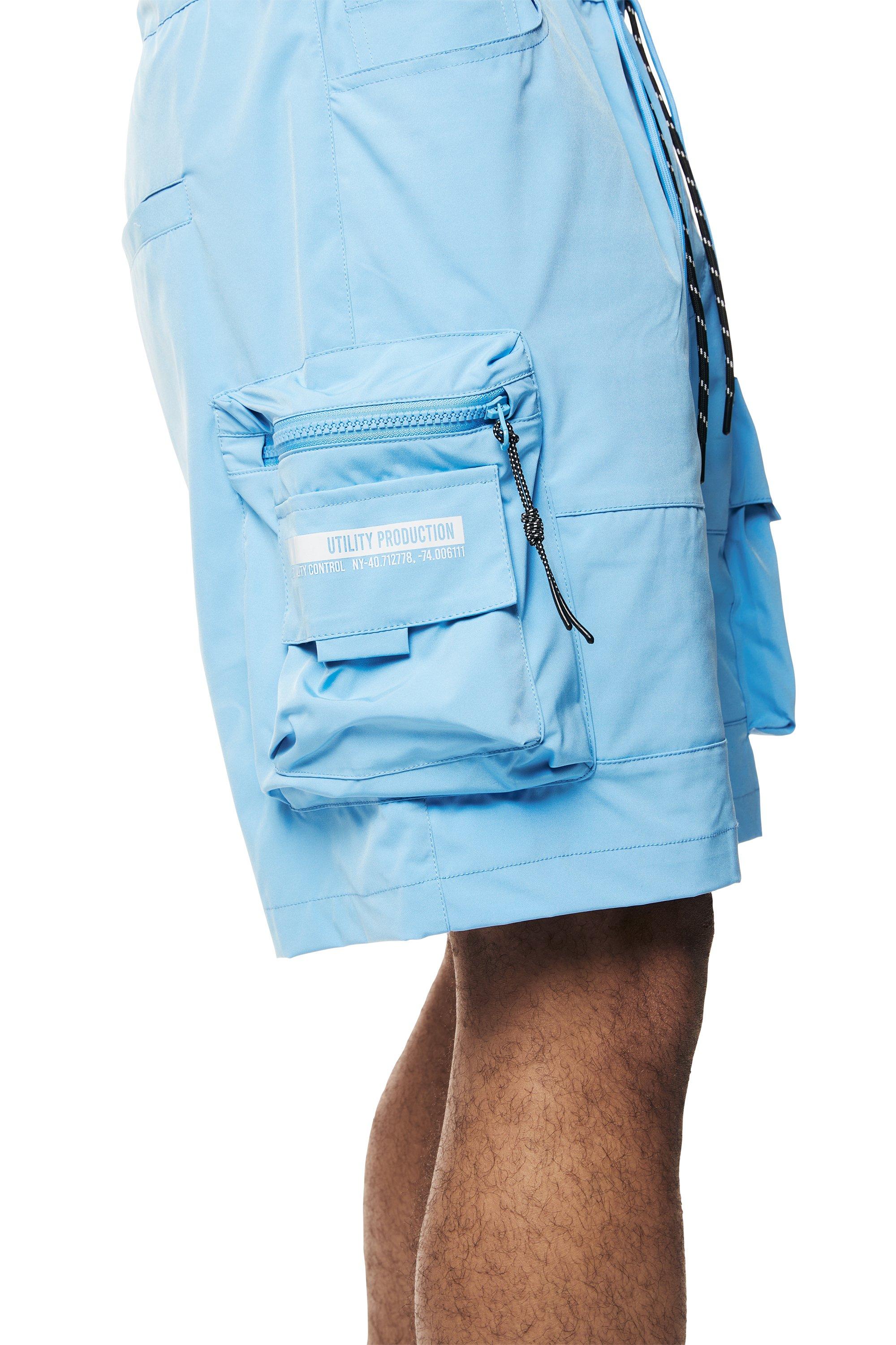 Smoke Rise Men's Utility Nylon Cargo Shorts - Blue - CAROLINA BLUE Thumbnail View 7