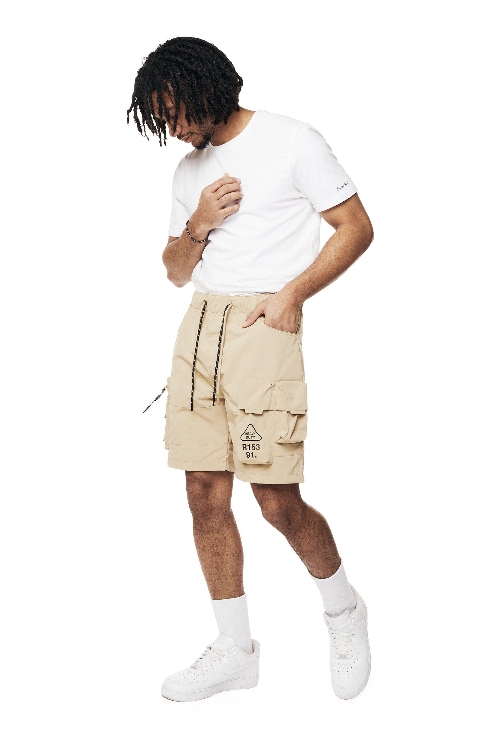 Smoke Rise Men's Utility Nylon Cargo Shorts - Khaki - KHAKI Thumbnail View 4