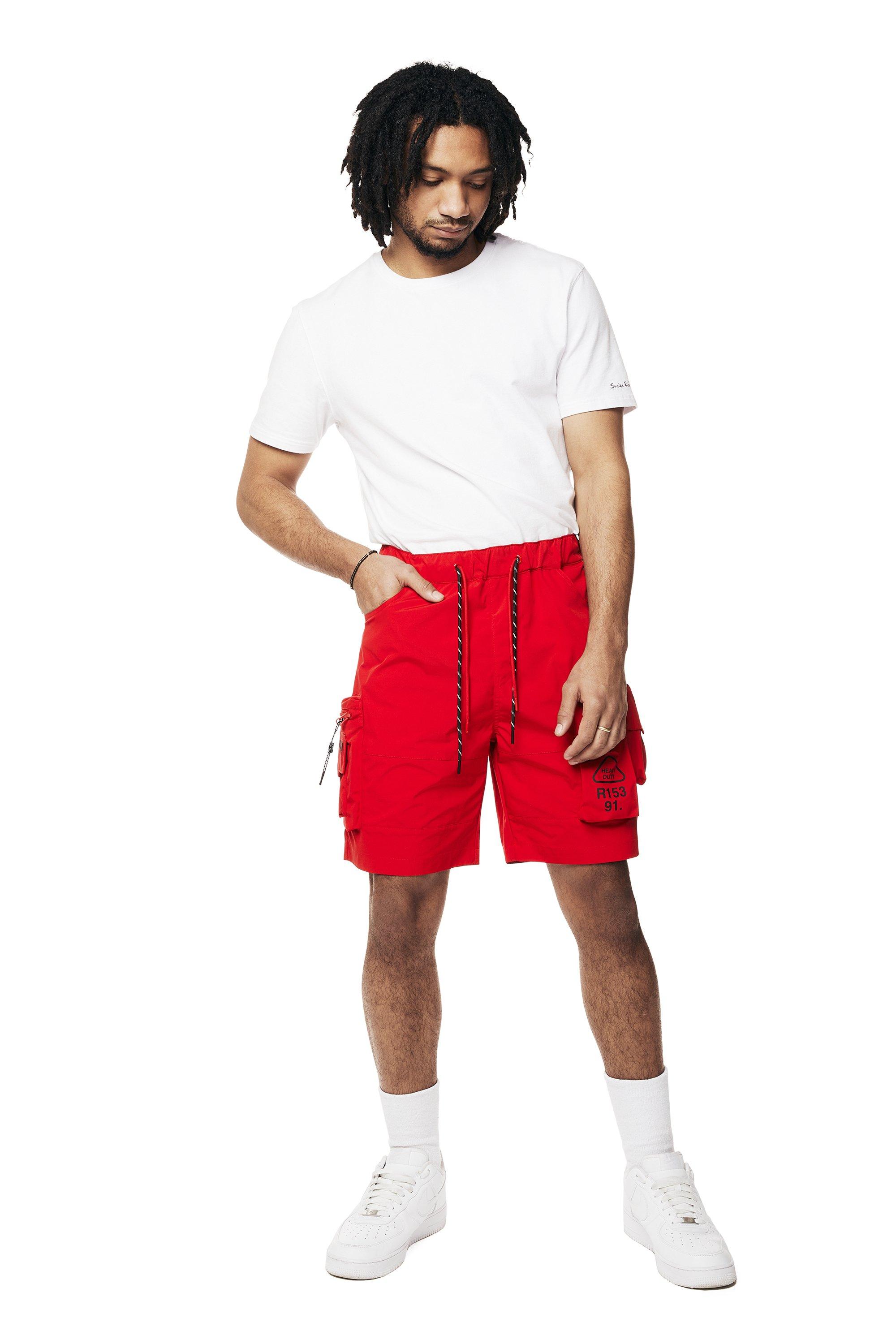 Smoke Rise Men's Utility Nylon Cargo Shorts - Red - RED Thumbnail View 3