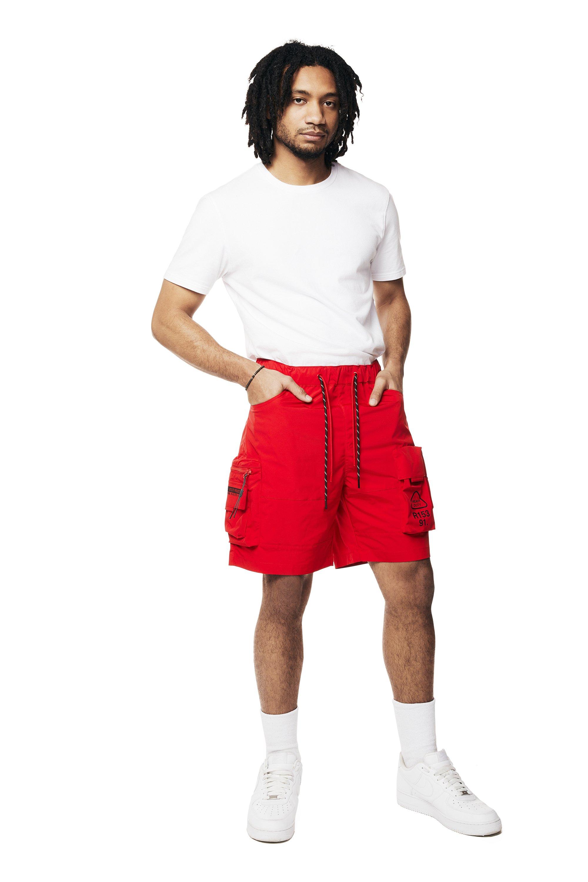 Smoke Rise Men's Utility Nylon Cargo Shorts - Red - RED Thumbnail View 4