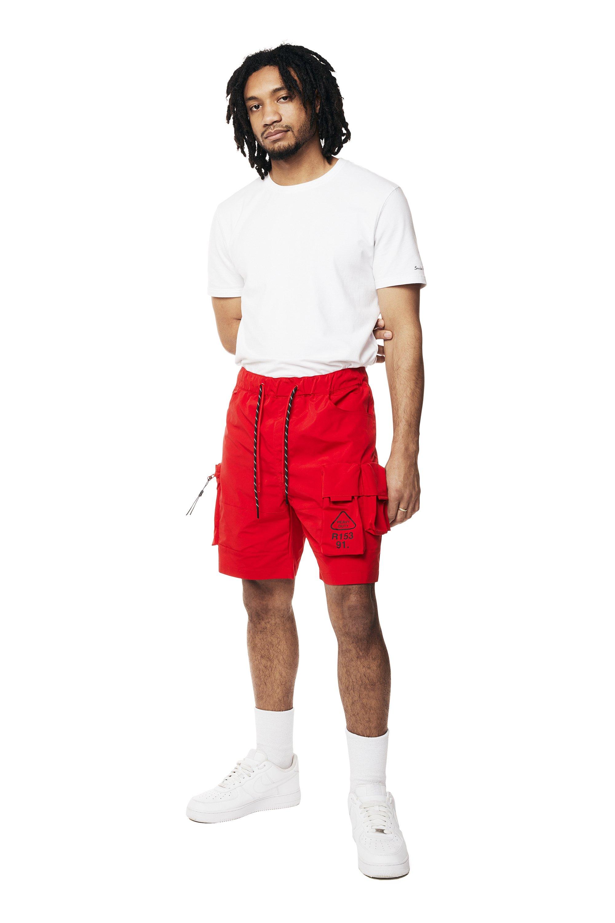 Smoke Rise Men's Utility Nylon Cargo Shorts - Red - RED Thumbnail View 5