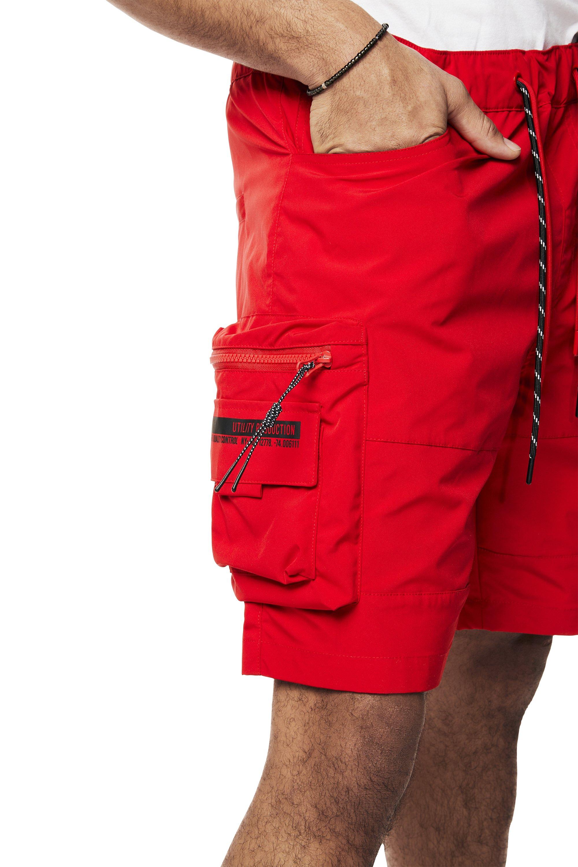Smoke Rise Men's Utility Nylon Cargo Shorts - Red - RED Thumbnail View 6