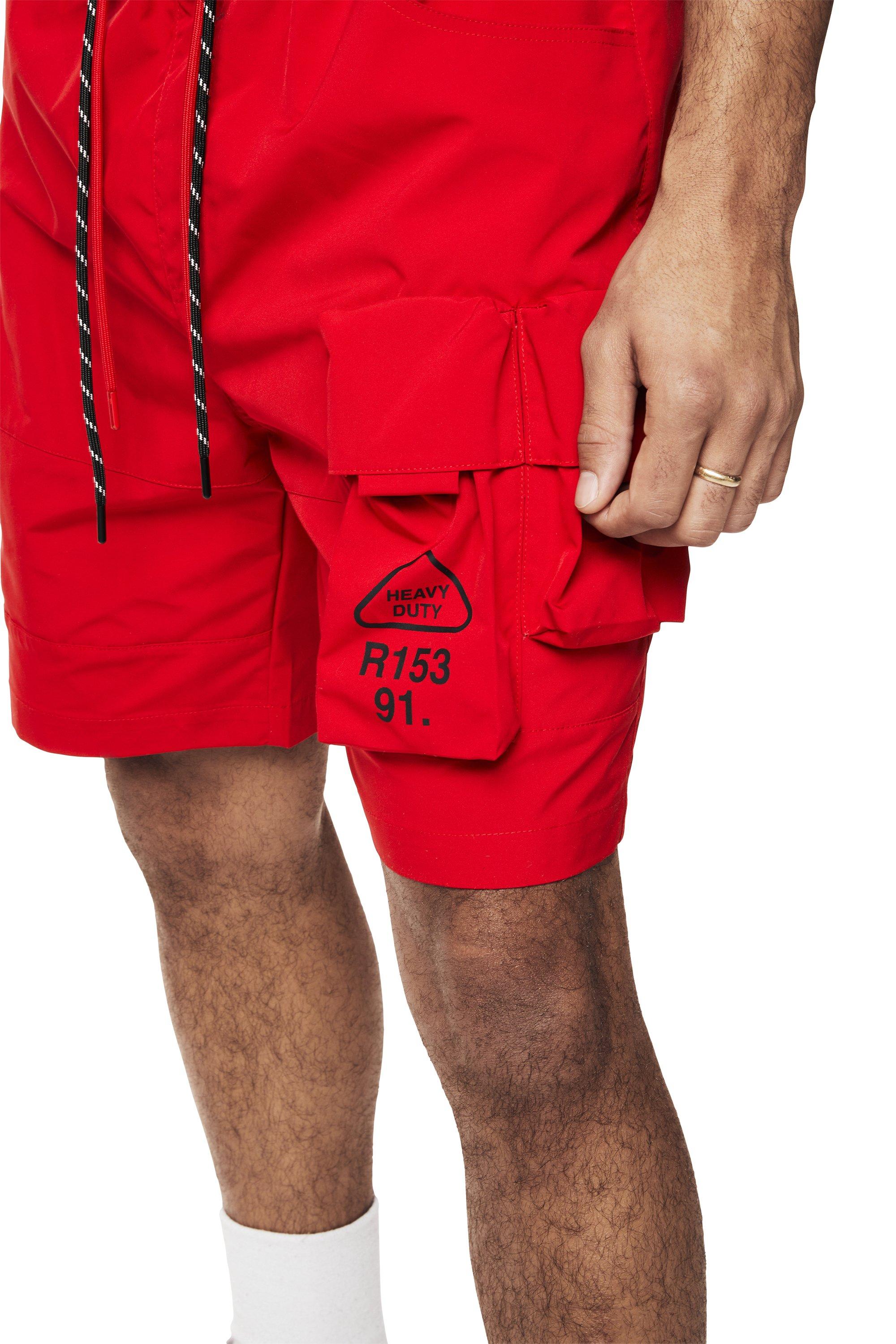 Smoke Rise Men's Utility Nylon Cargo Shorts - Red - RED Thumbnail View 7