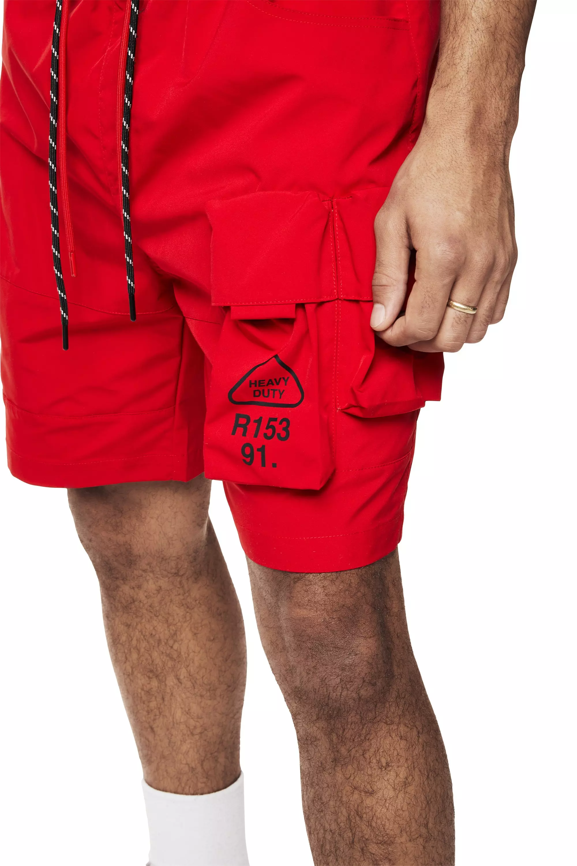 Smoke Rise Men's Utility Nylon Cargo Shorts - Red - RED