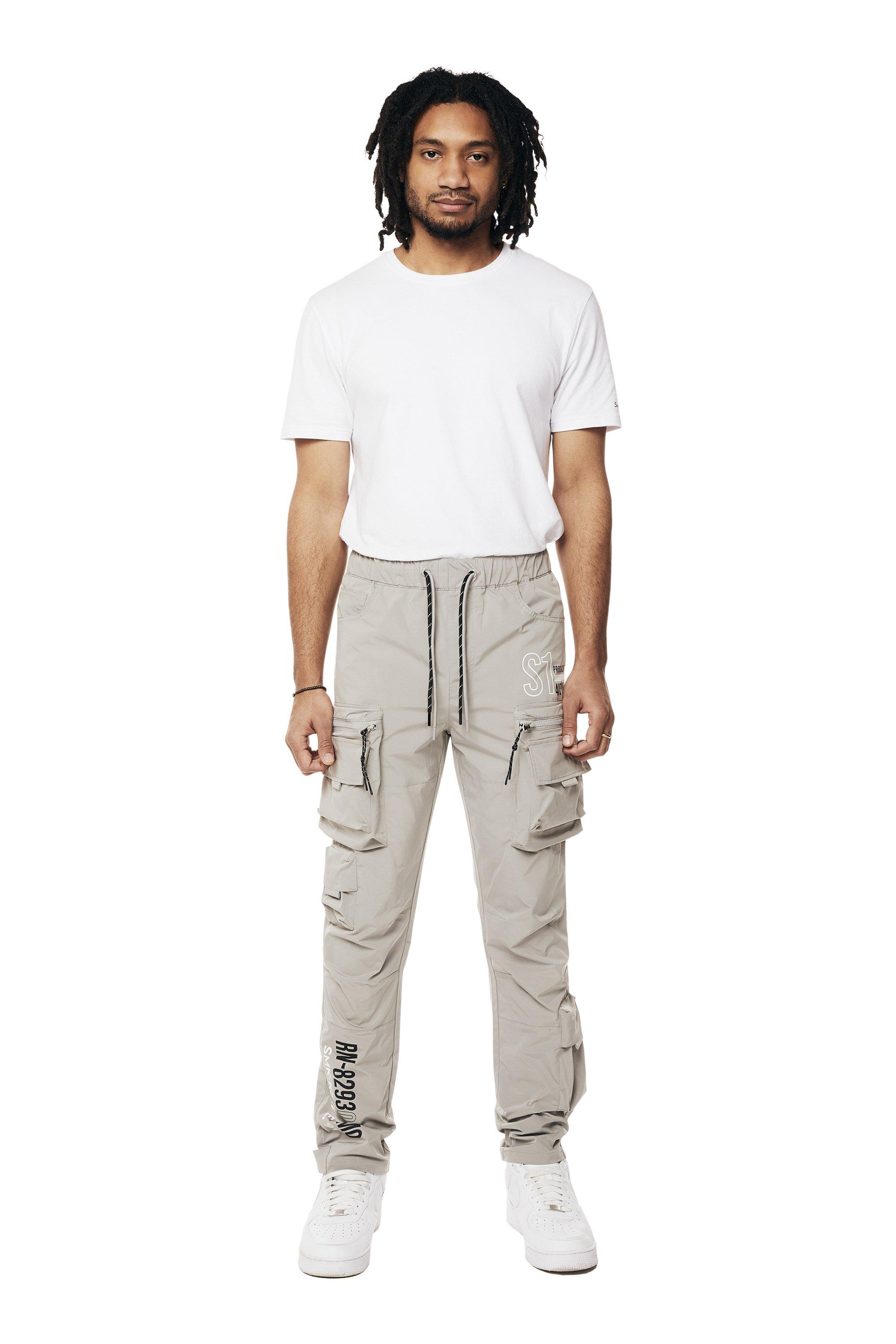 Smoke Rise Men's Utility Nylon Cargo Pants - Light Grey - GREY Thumbnail View 1