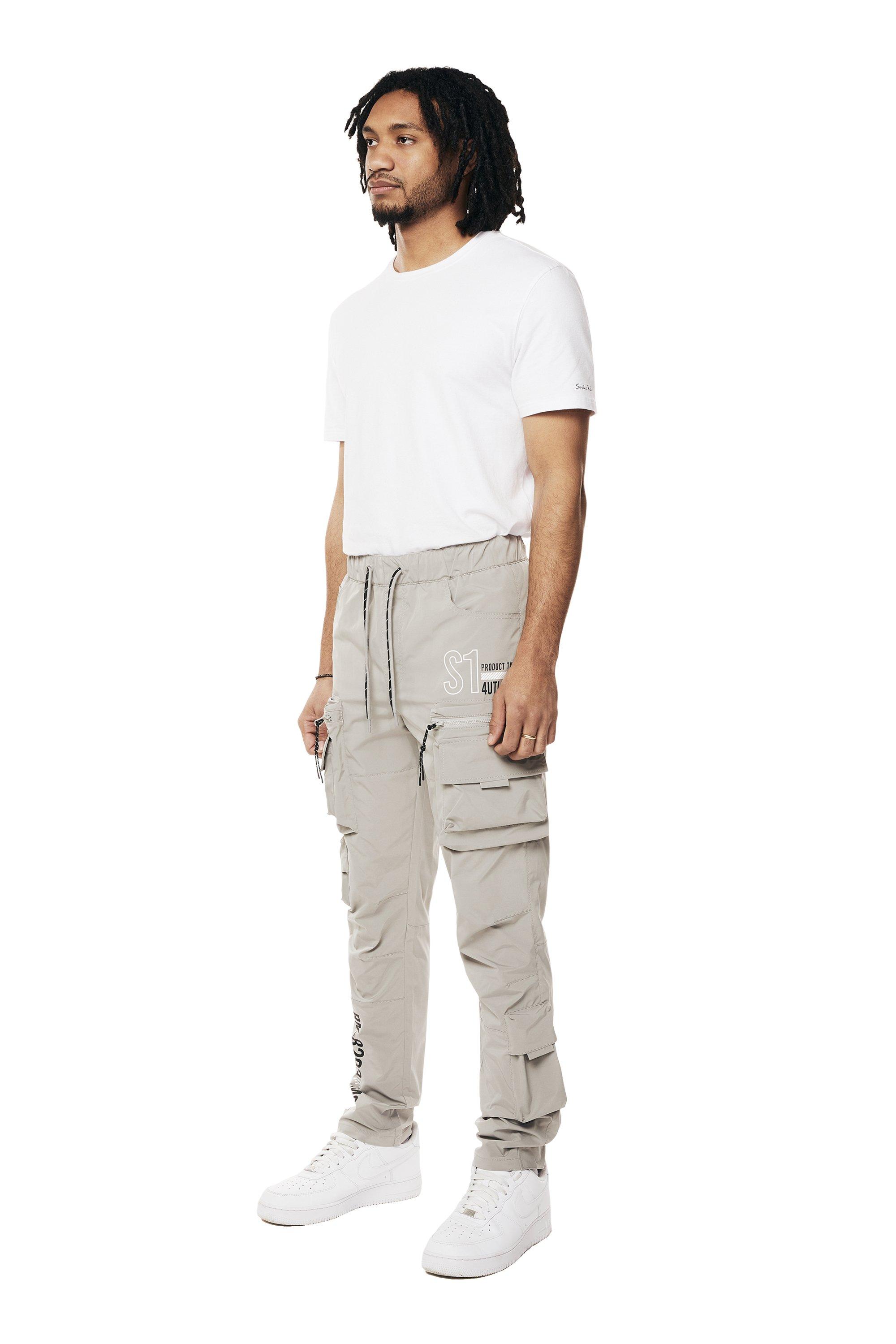 Smoke Rise Men's Utility Nylon Cargo Pants - Light Grey - GREY Thumbnail View 3