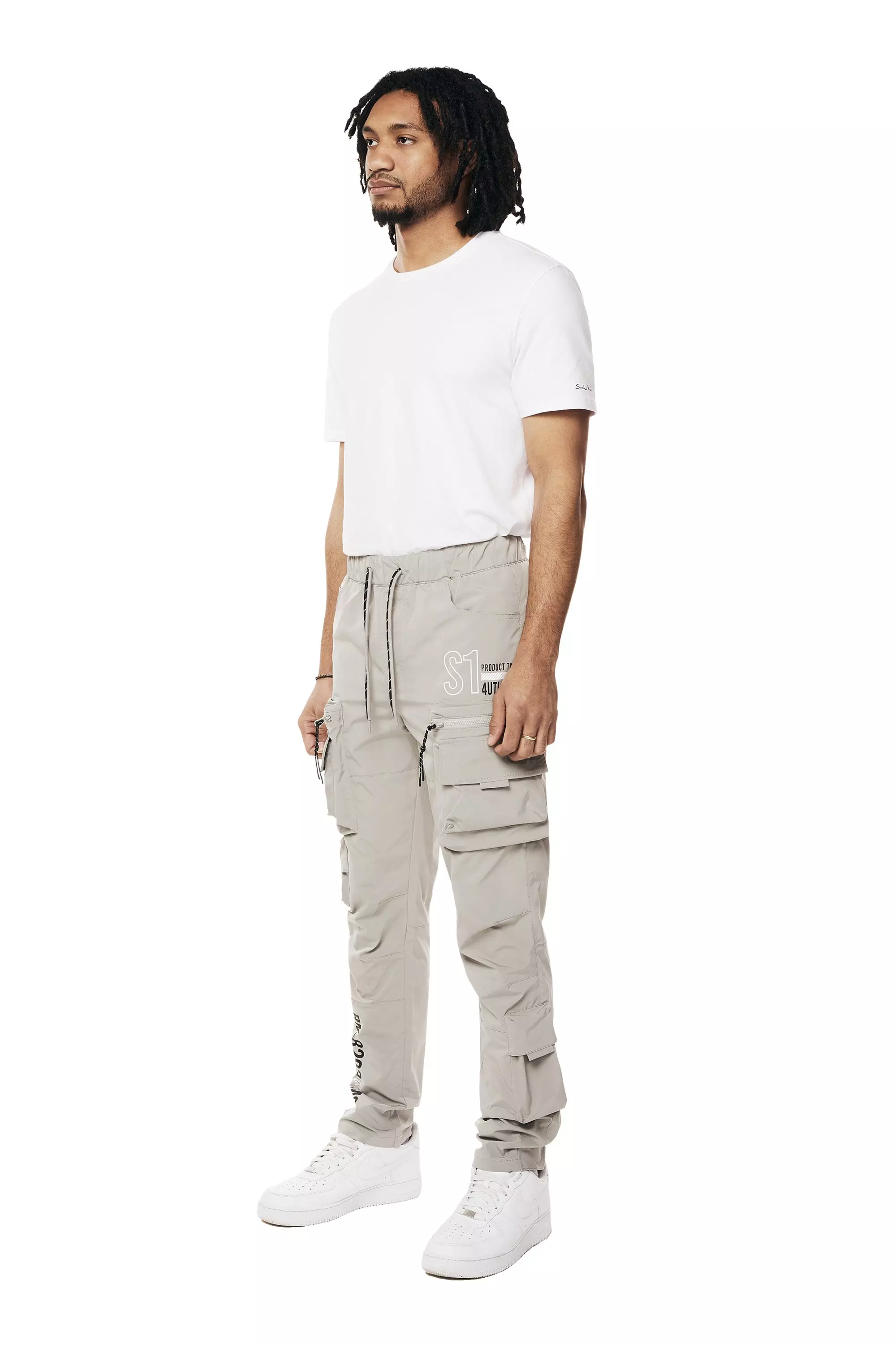 Smoke Rise Men's Utility Nylon Cargo Pants - Light Grey - GREY