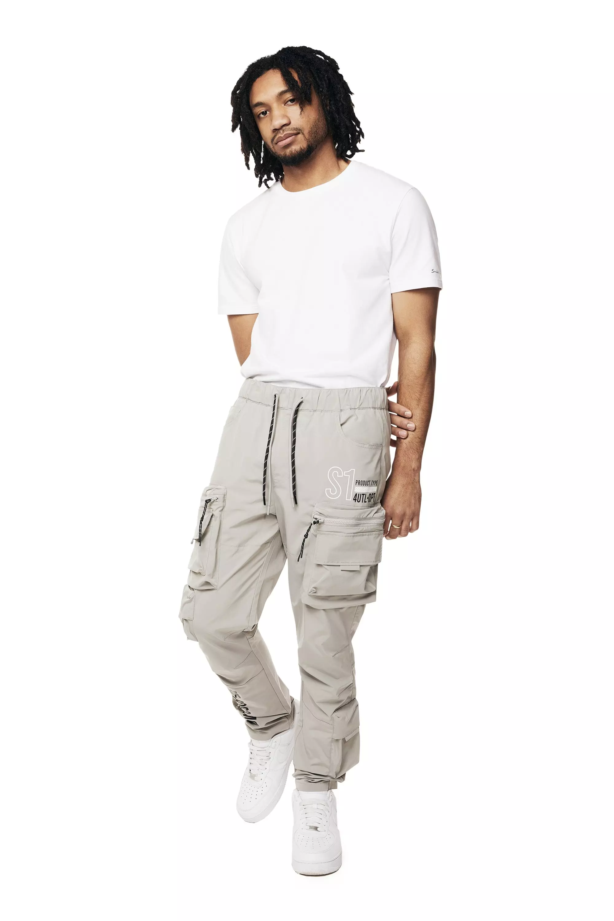Smoke Rise Men's Utility Nylon Cargo Pants - Light Grey - GREY
