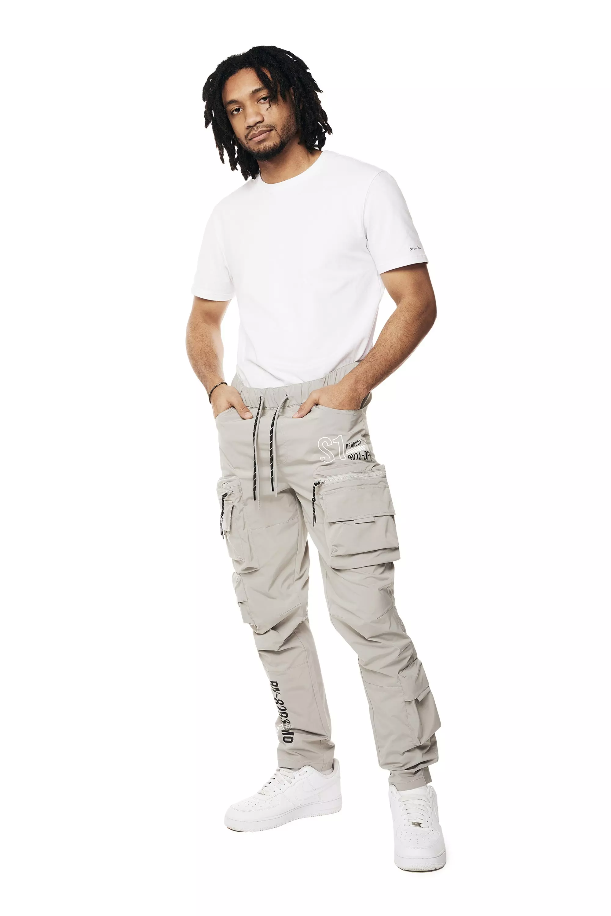 Smoke Rise Men's Utility Nylon Cargo Pants - Light Grey - GREY