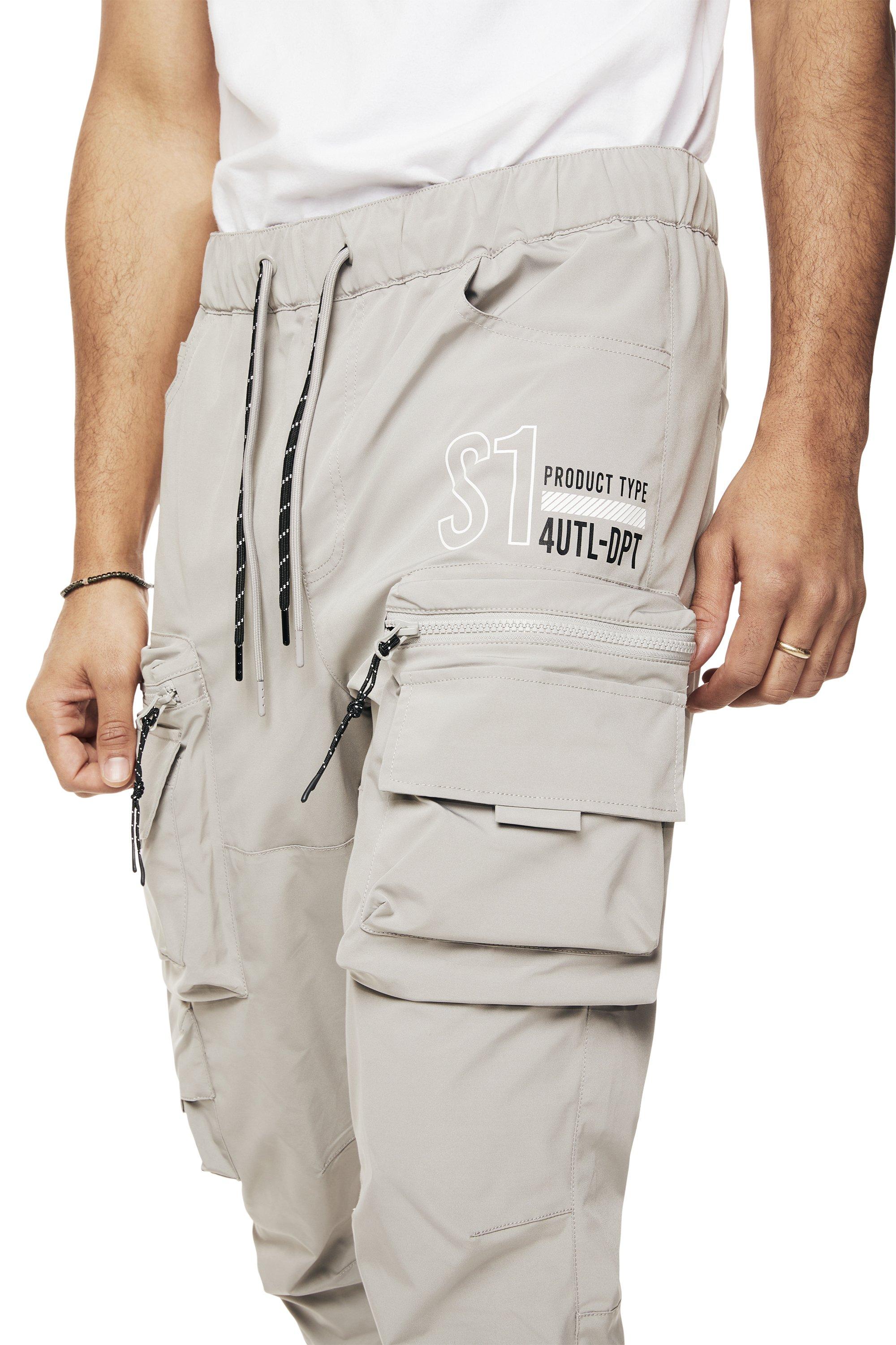 Smoke Rise Men's Utility Nylon Cargo Pants - Light Grey - GREY Thumbnail View 6