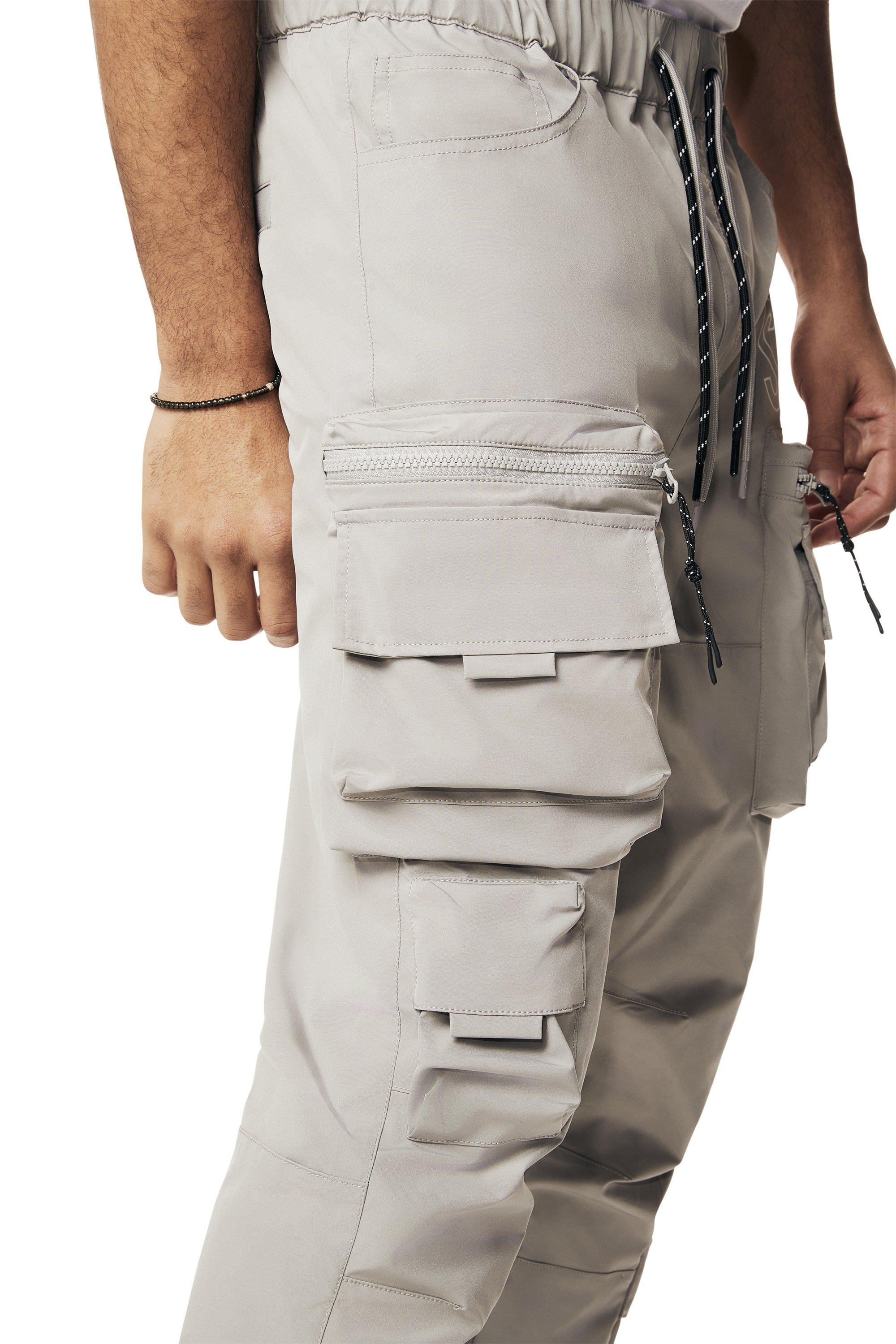 Smoke Rise Men's Utility Nylon Cargo Pants - Light Grey - GREY Thumbnail View 9