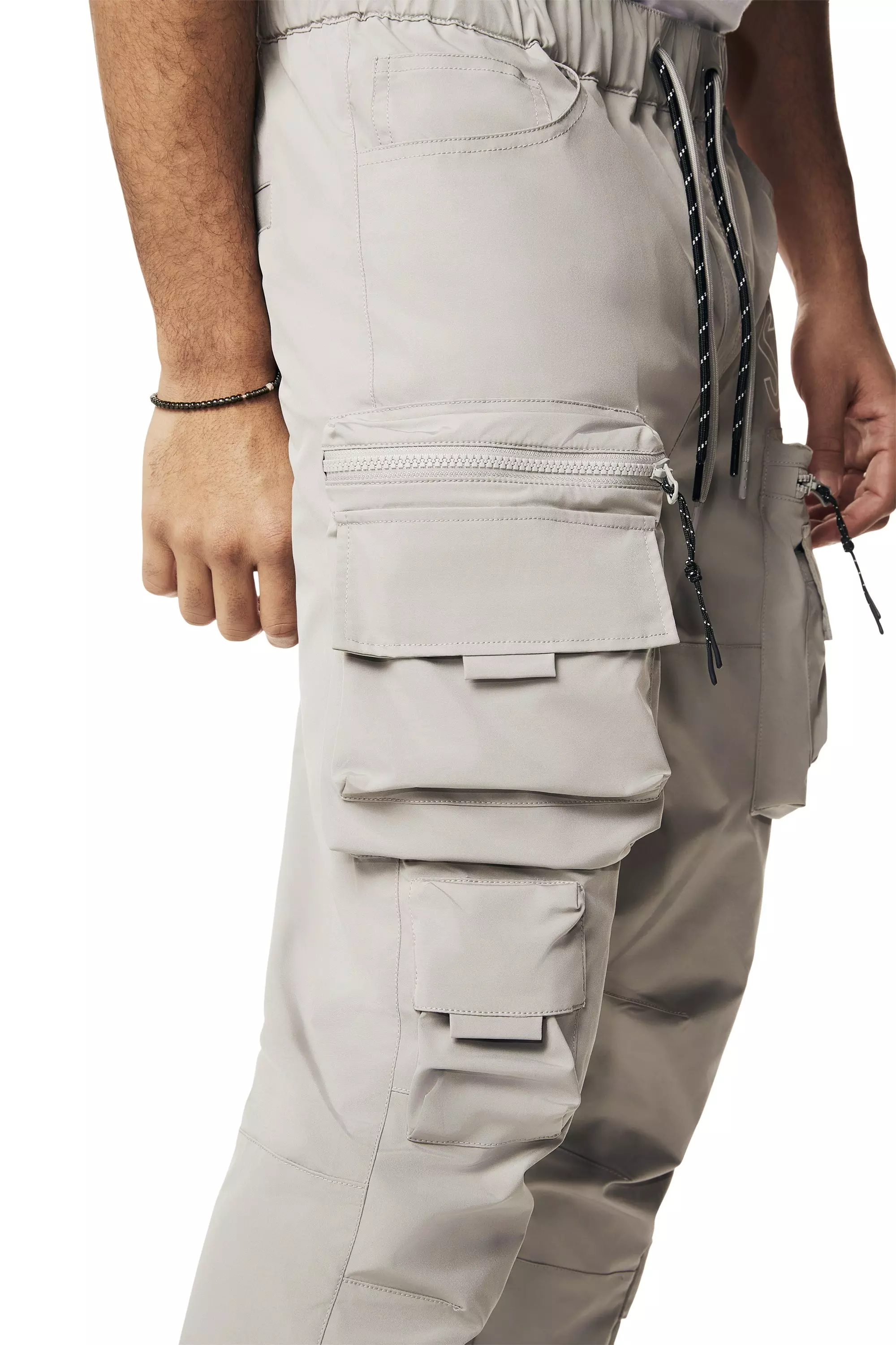 Smoke Rise Men's Utility Nylon Cargo Pants - Light Grey - GREY