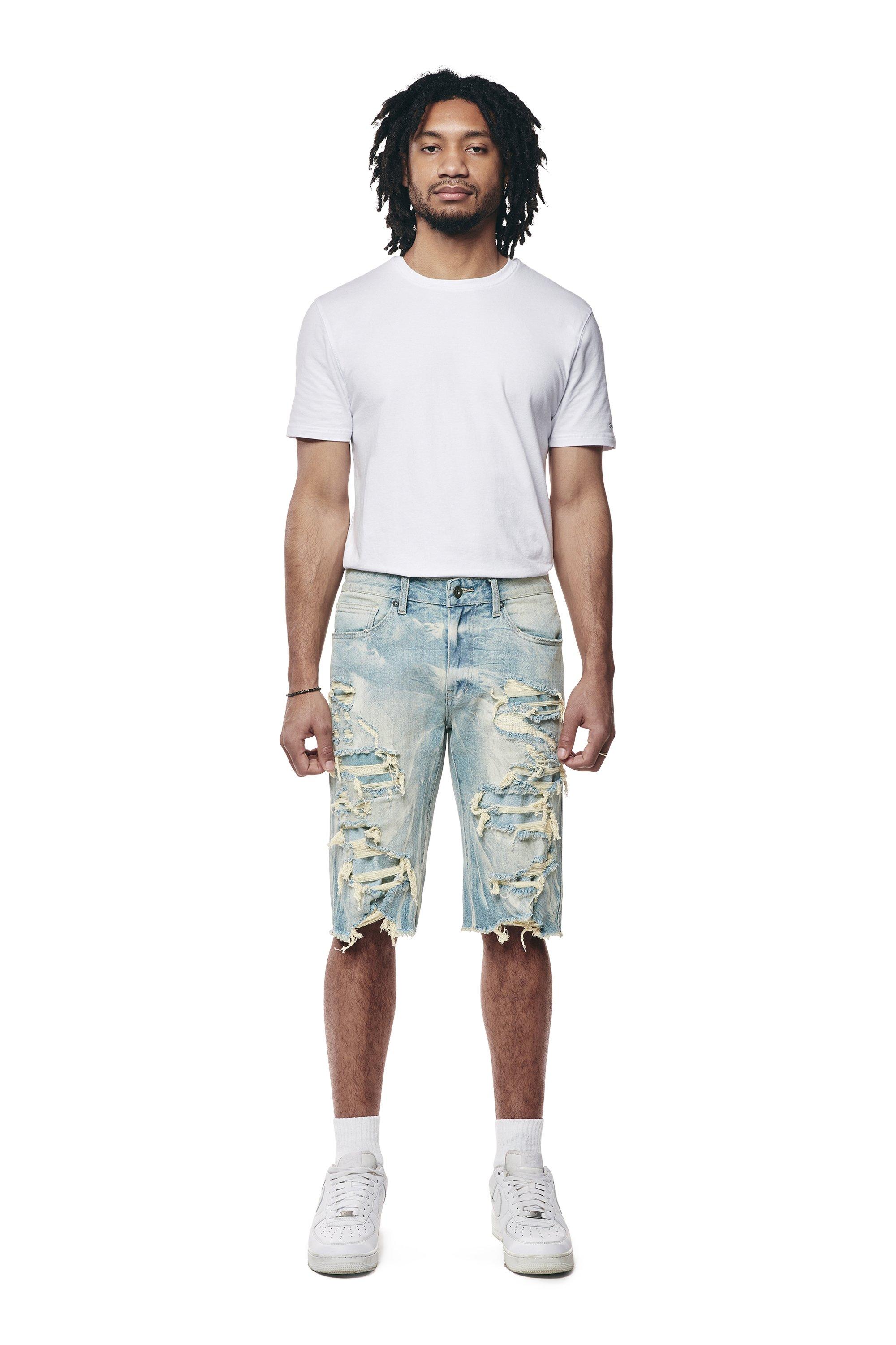 Smoke Rise Men's Seville Light Wash Denim Short - BLUE Thumbnail View 4