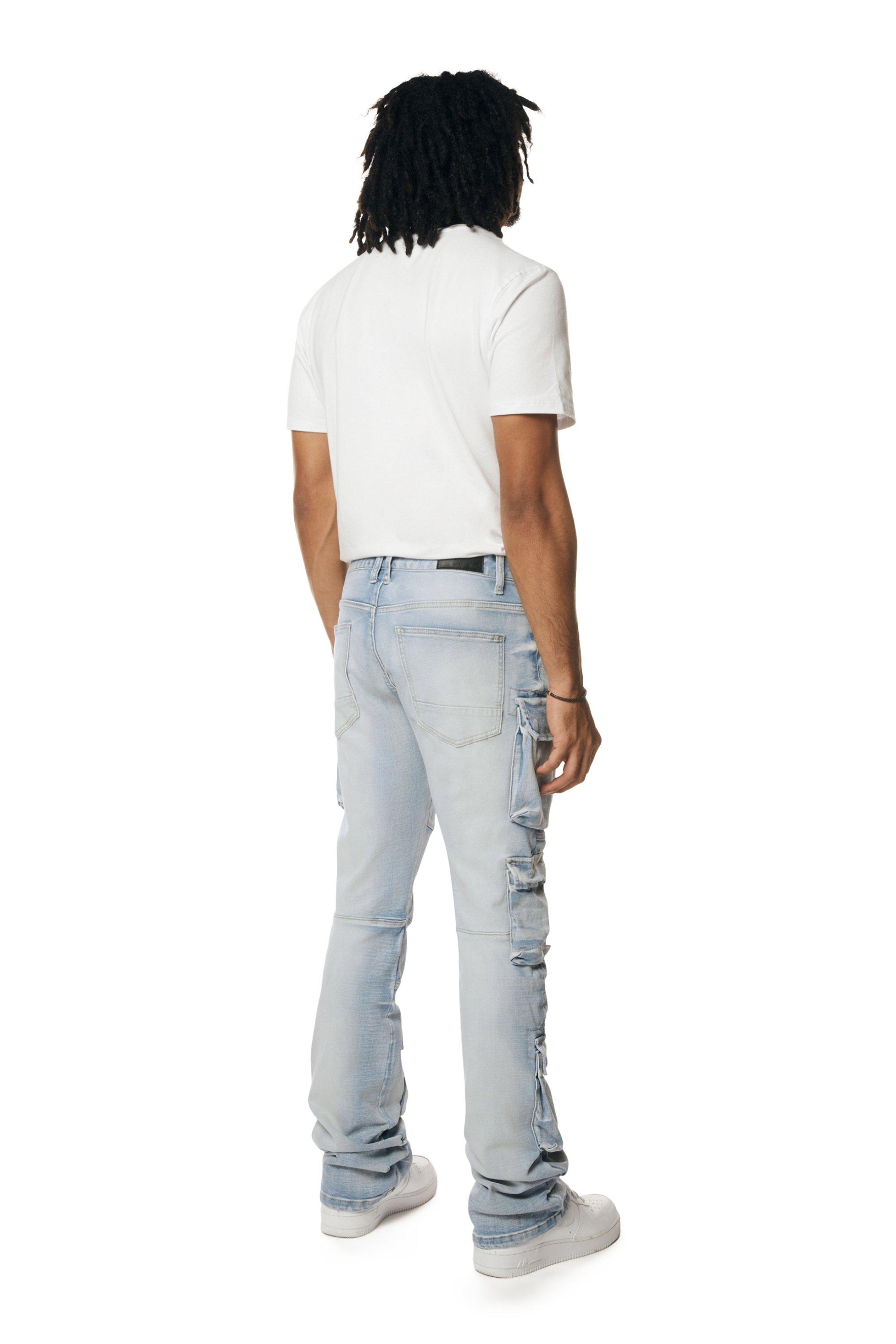 Smoke Rise Men's Utility Cargo Stacked Jeans - Santori - BLUE Thumbnail View 2