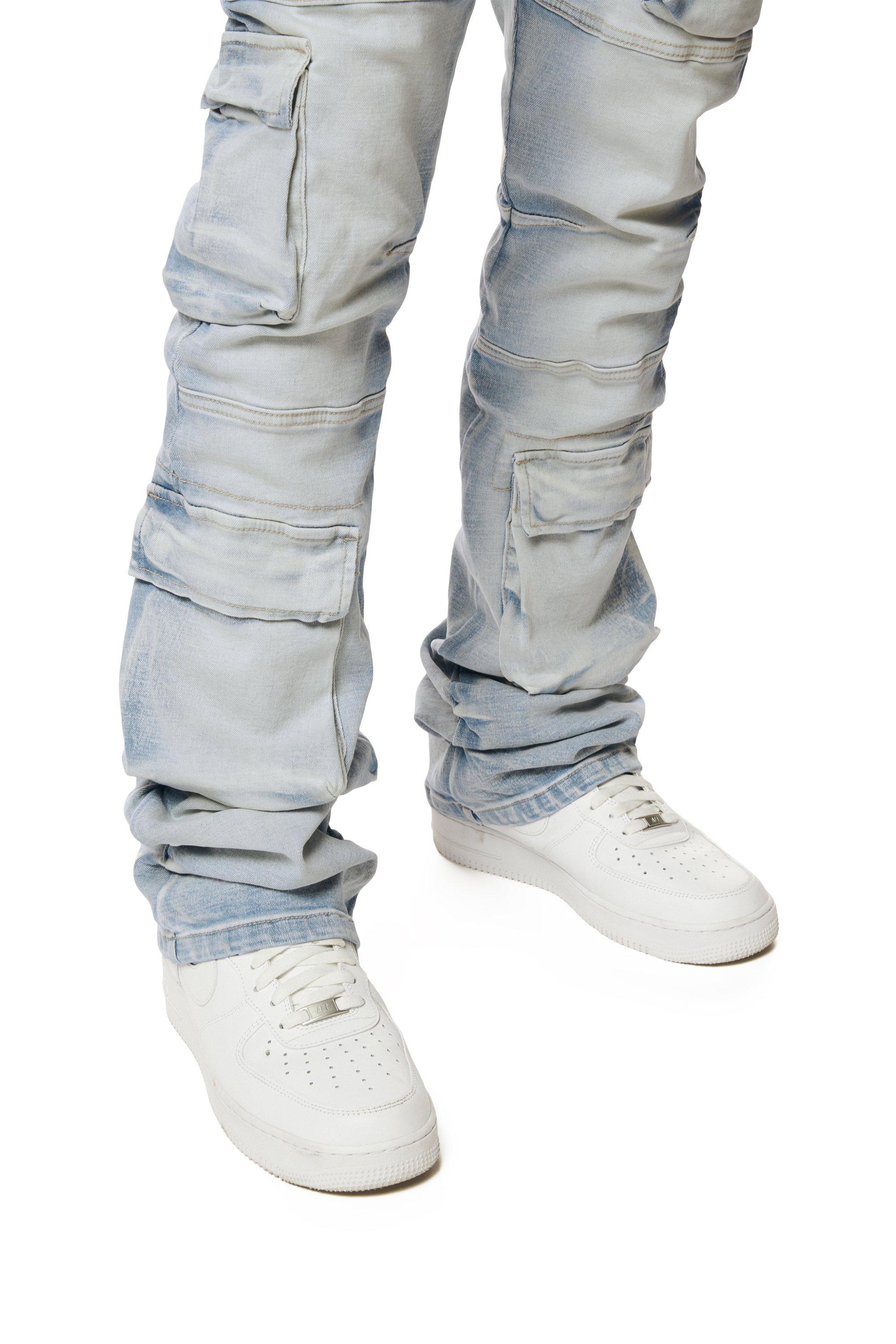 Smoke Rise Men's Utility Cargo Stacked Jeans - Santori - BLUE Thumbnail View 5