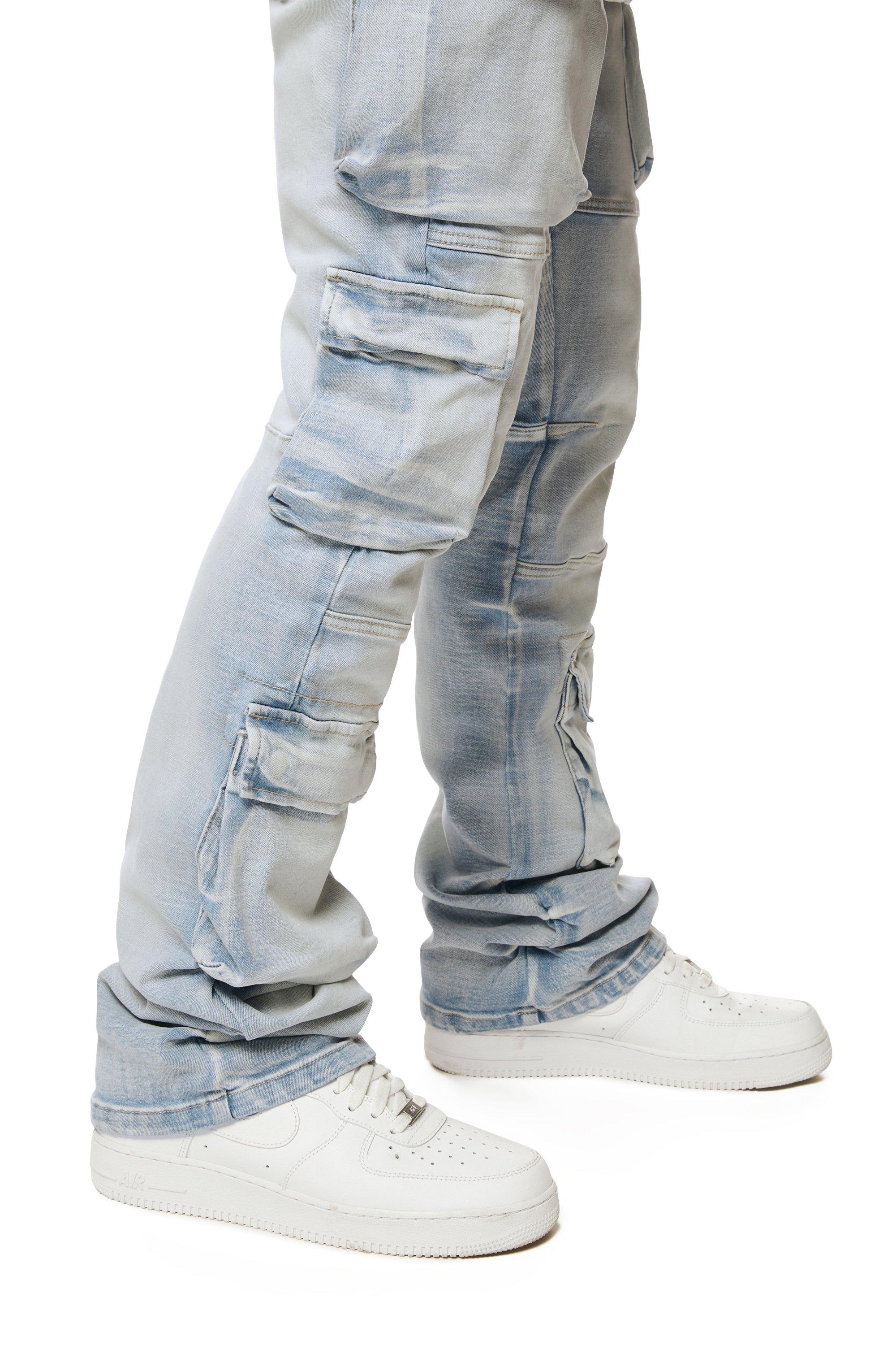 Smoke Rise Men's Utility Cargo Stacked Jeans - Santori - BLUE Thumbnail View 6