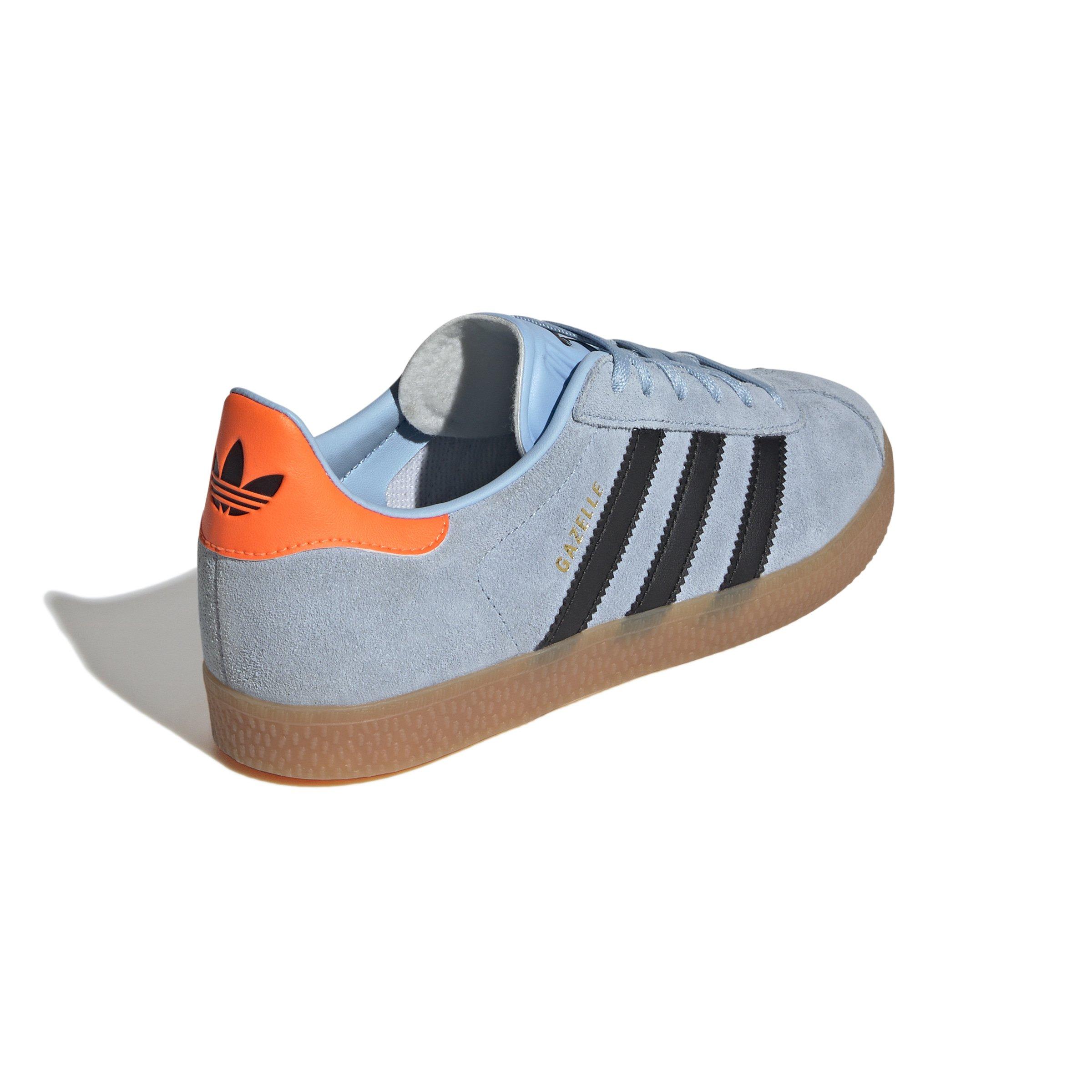 adidas Originals Gazelle "Clear Sky/Core Black/Solar Orange" Grade School Girls' Shoe - BLUE/BLACK Thumbnail View 5