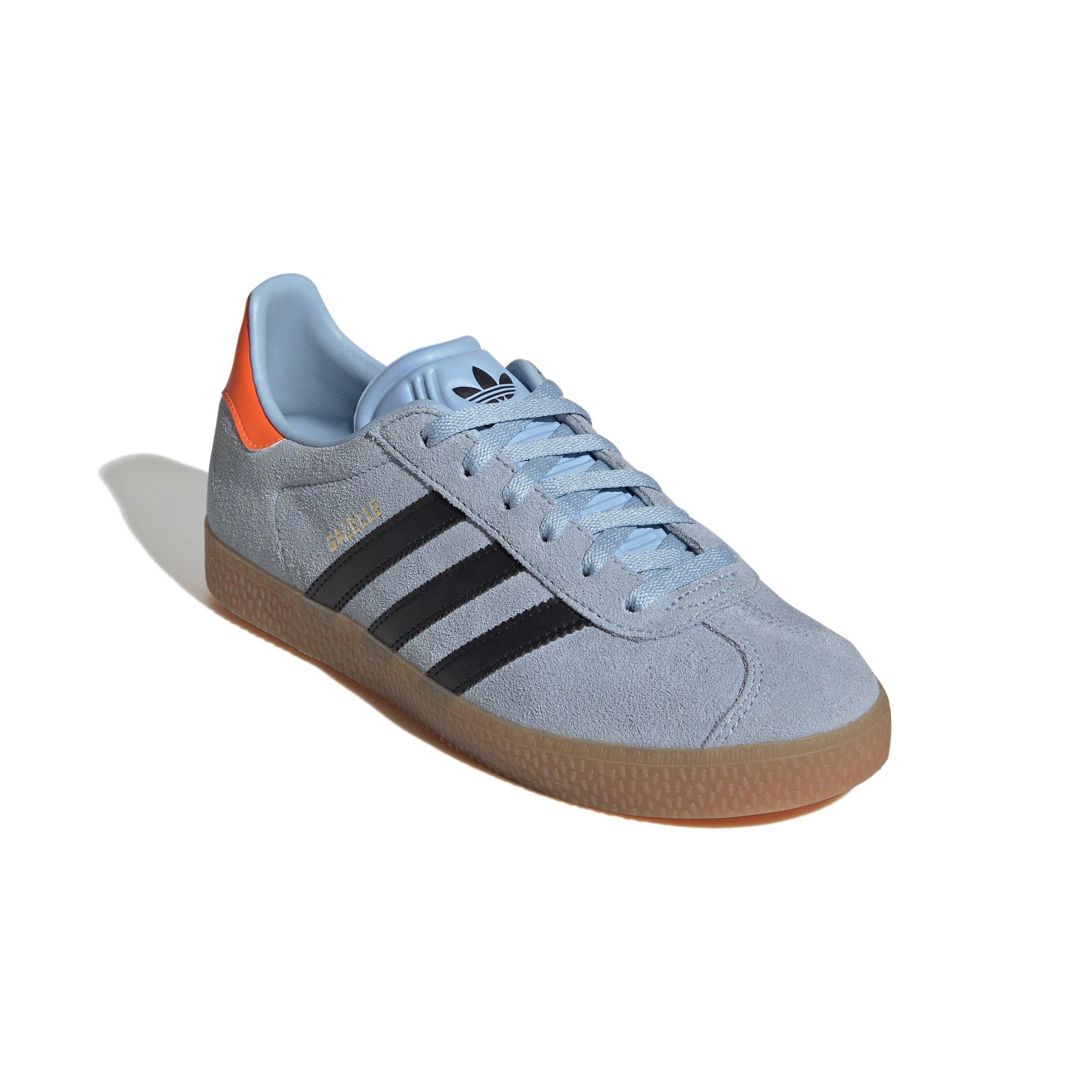 adidas Originals Gazelle "Clear Sky/Core Black/Solar Orange" Grade School Girls' Shoe - BLUE/BLACK Thumbnail View 6