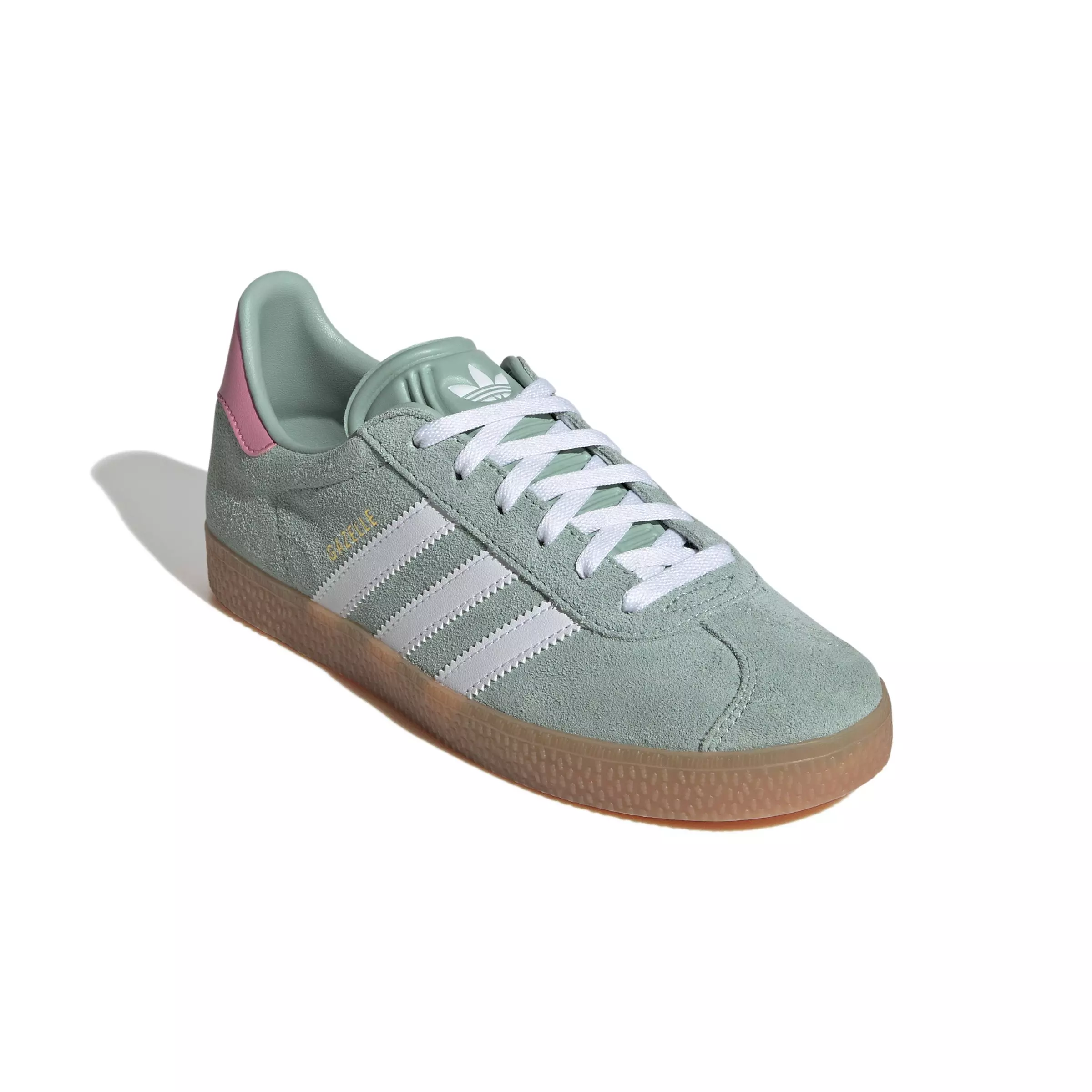 adidas Originals Gazelle "Hazy Green/Ftwr White/Bliss Pink" Grade School Girls Shoe - GREEN/WHITE