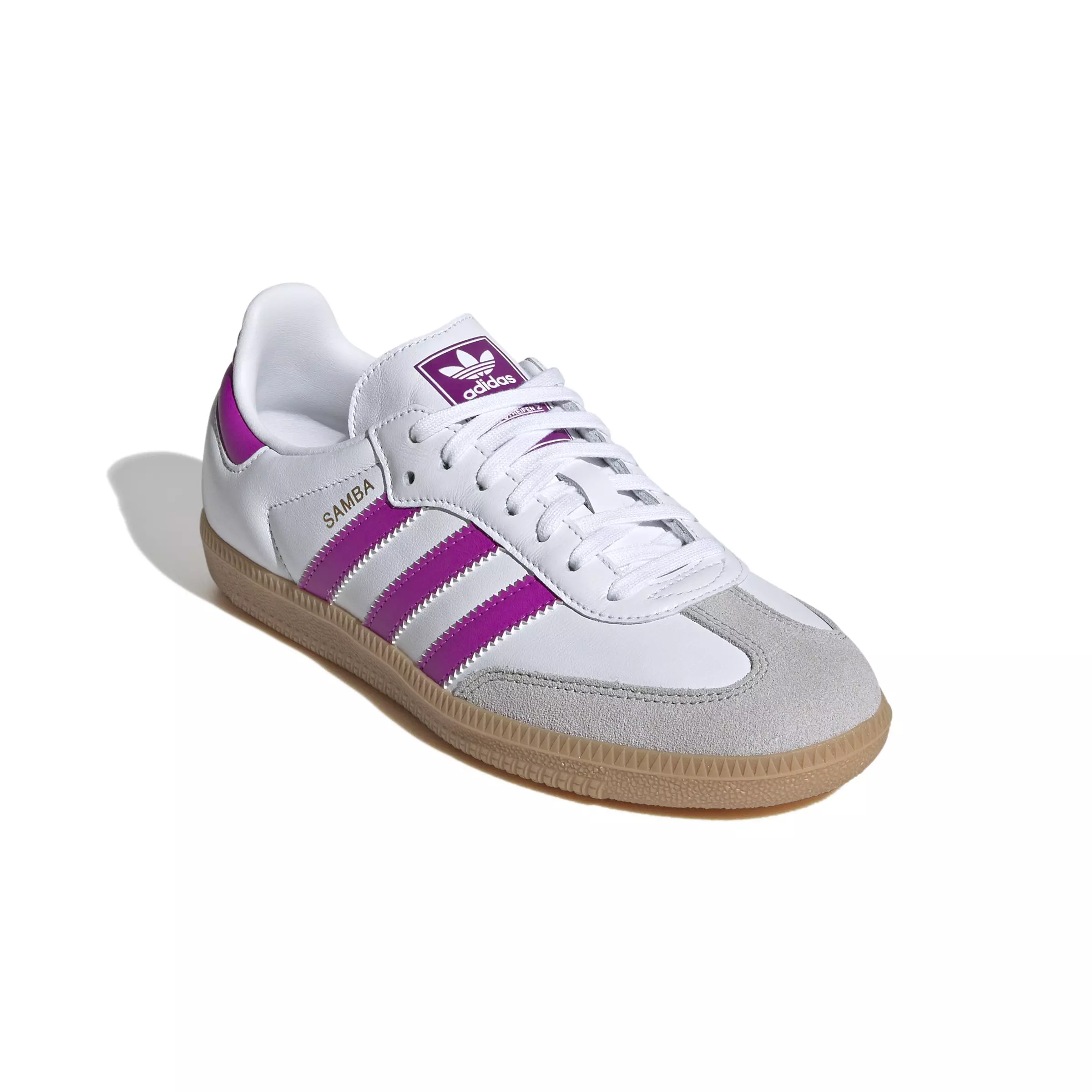 adidas Originals Samba OG "Ftwr White/Purple Burst/Gum" Grade School Girls' Shoe - WHITE/PINK
