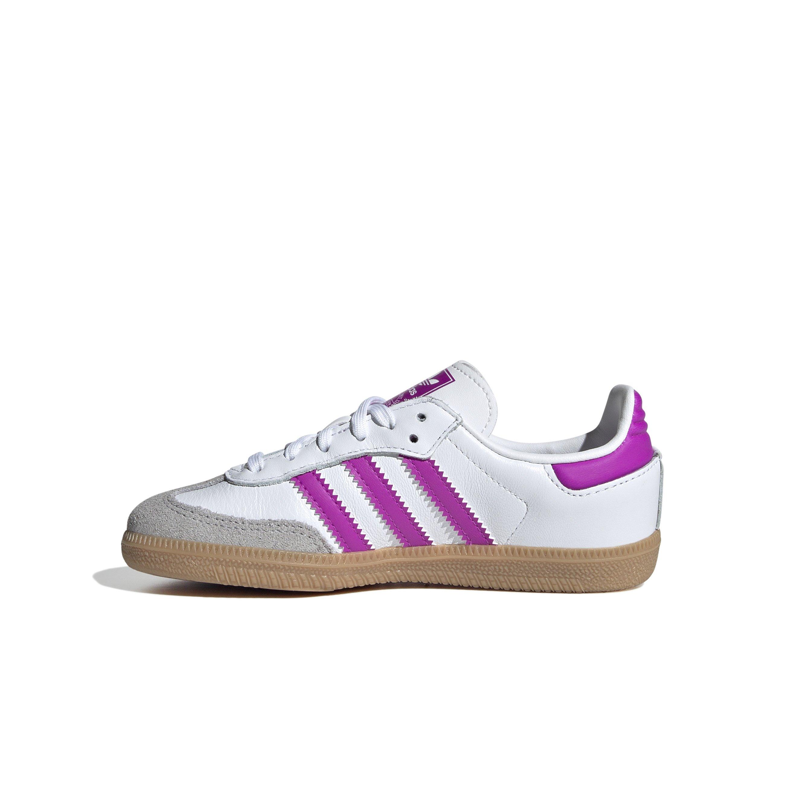adidas Originals Samba "Ftwr White/Purple Burst/Gum" Preschool Girls' Shoe - WHITE/PINK Thumbnail View 2