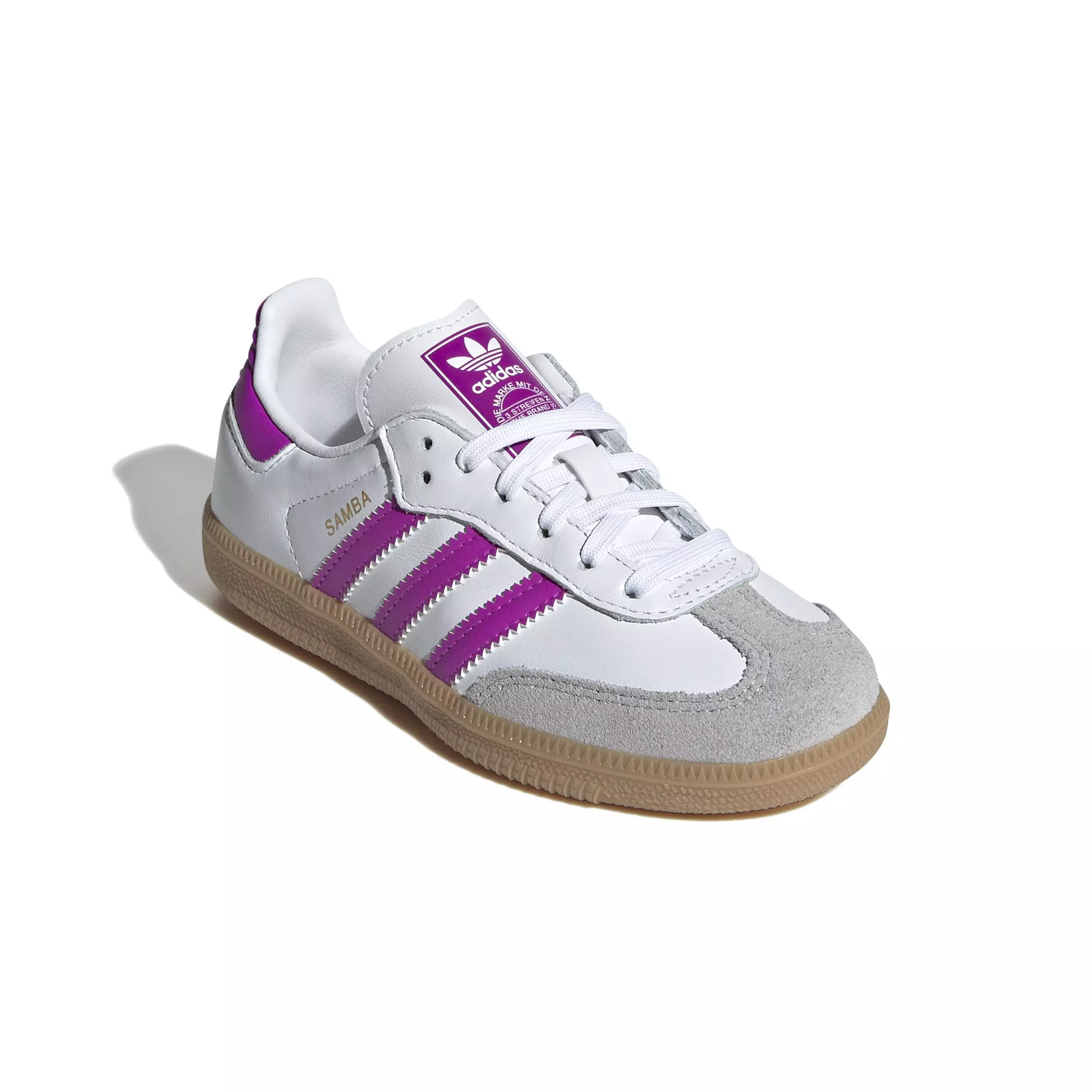 adidas Originals Samba "Ftwr White/Purple Burst/Gum" Preschool Girls' Shoe - WHITE/PINK