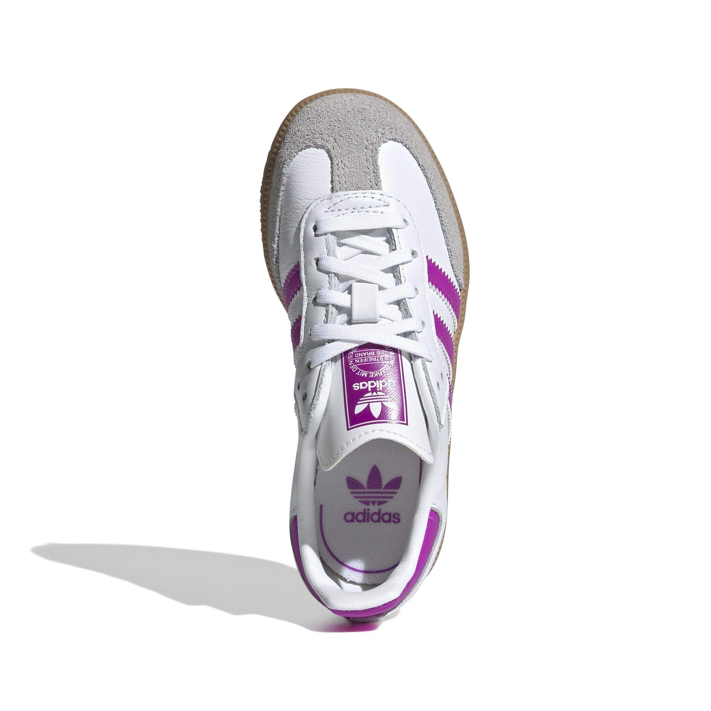 adidas Originals Samba "Ftwr White/Purple Burst/Gum" Preschool Girls' Shoe - WHITE/PINK Thumbnail View 7