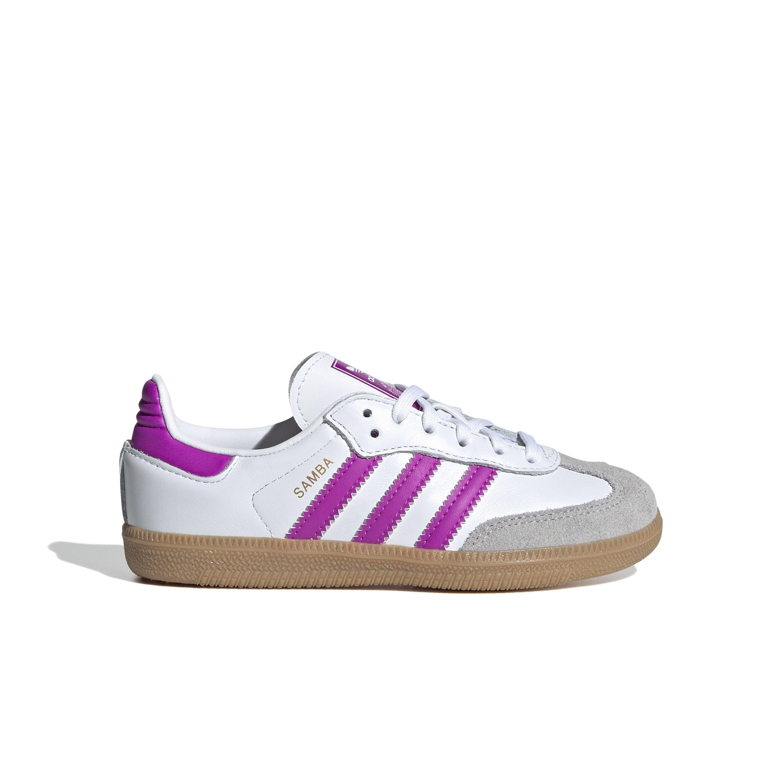 adidas Originals Samba "Ftwr White/Purple Burst/Gum" Preschool Girls' Shoe - WHITE/PINK Thumbnail View 1