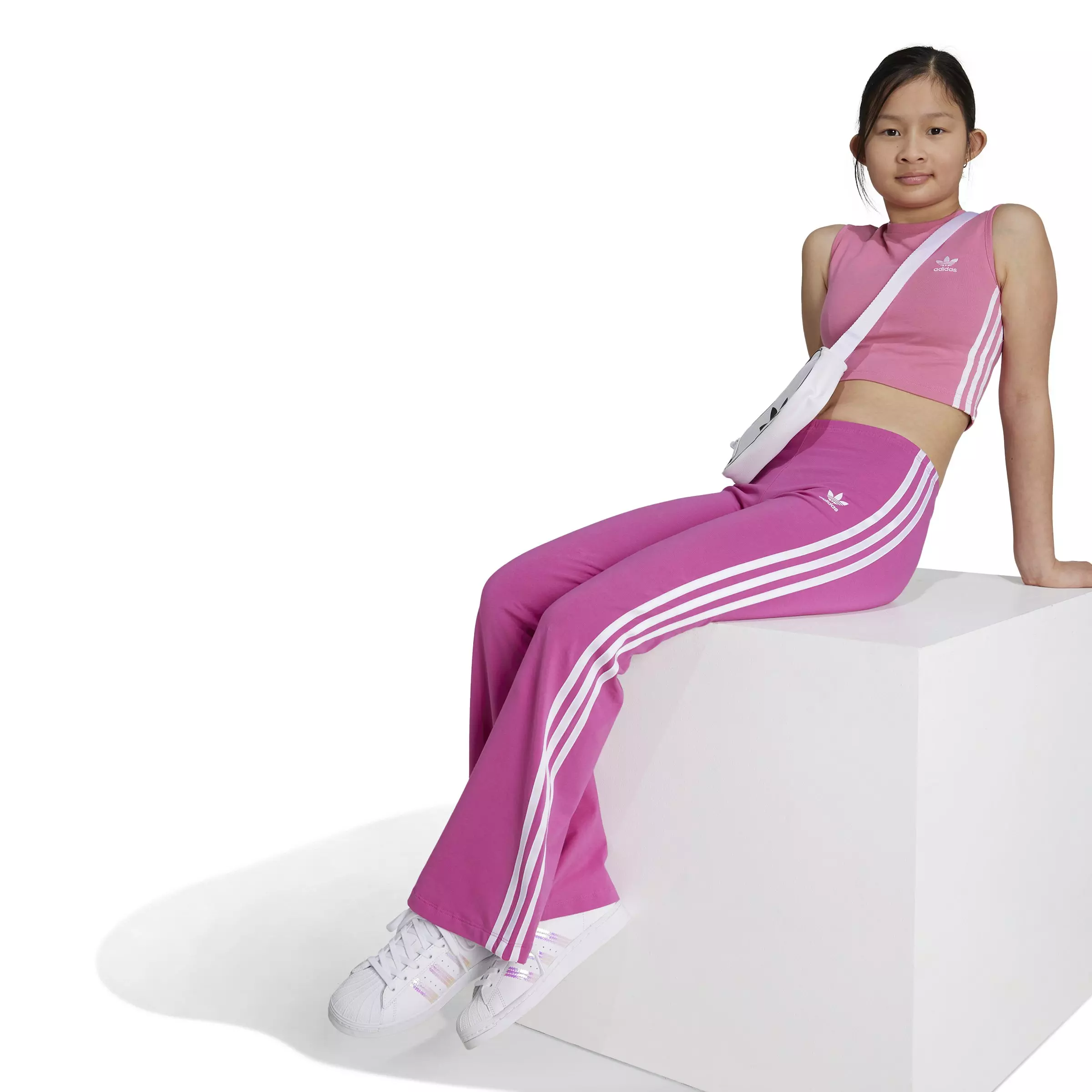 adidas Big Girls' OG 3 Stripe Flare Pants - PINK