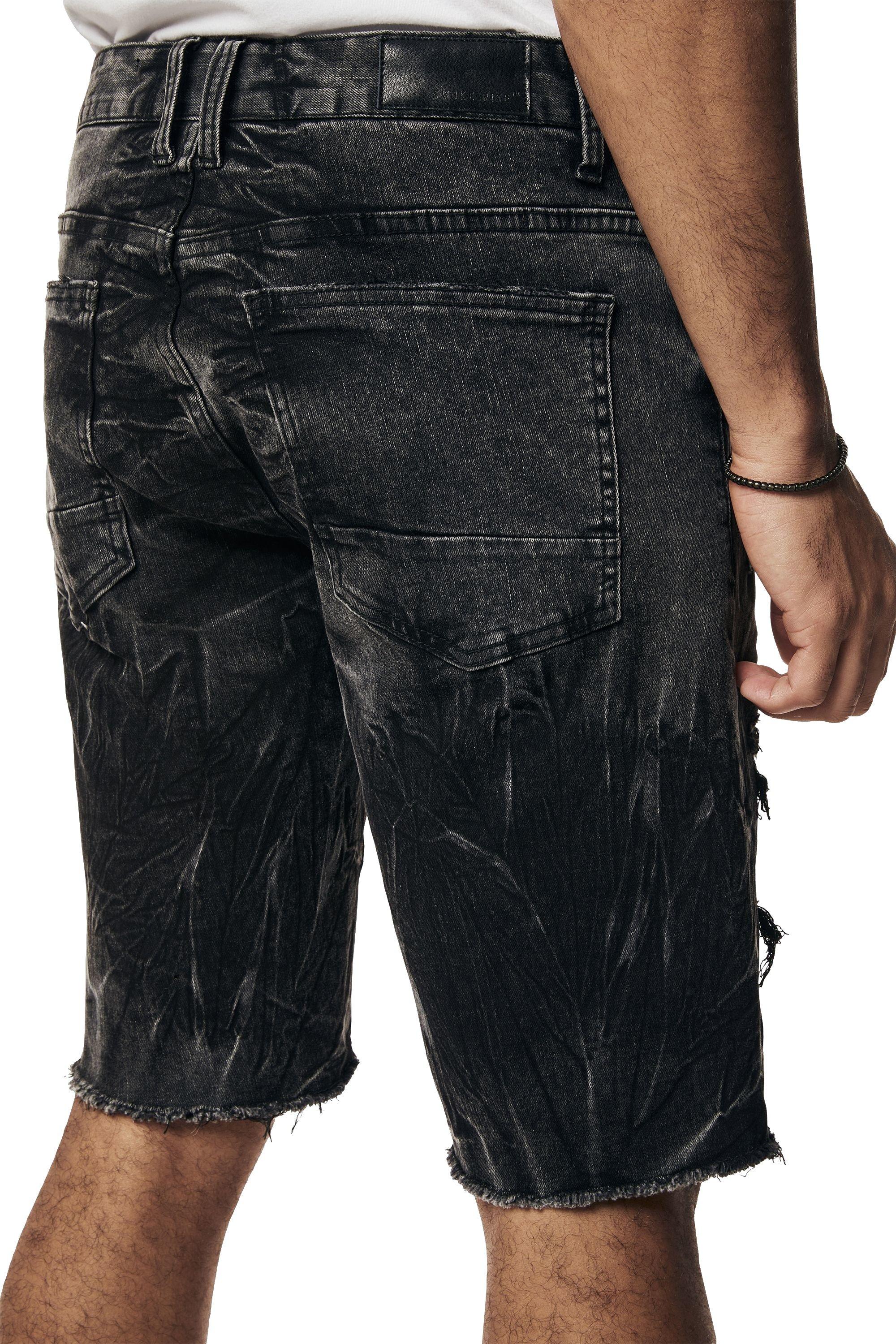 Smoke Rise Men's Black Matrix Denim Shorts - BLACK Thumbnail View 2