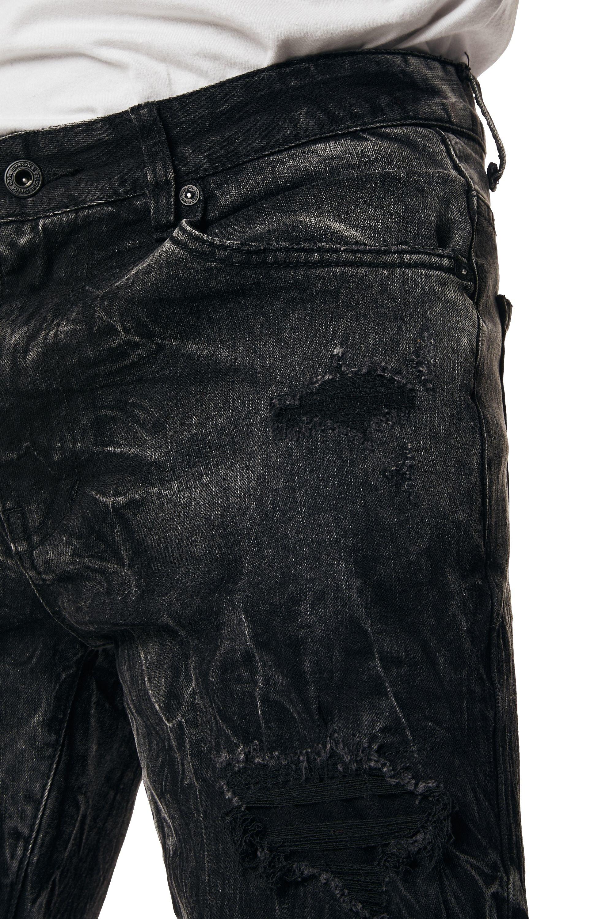 Smoke Rise Men's Black Matrix Denim Shorts - BLACK Thumbnail View 4