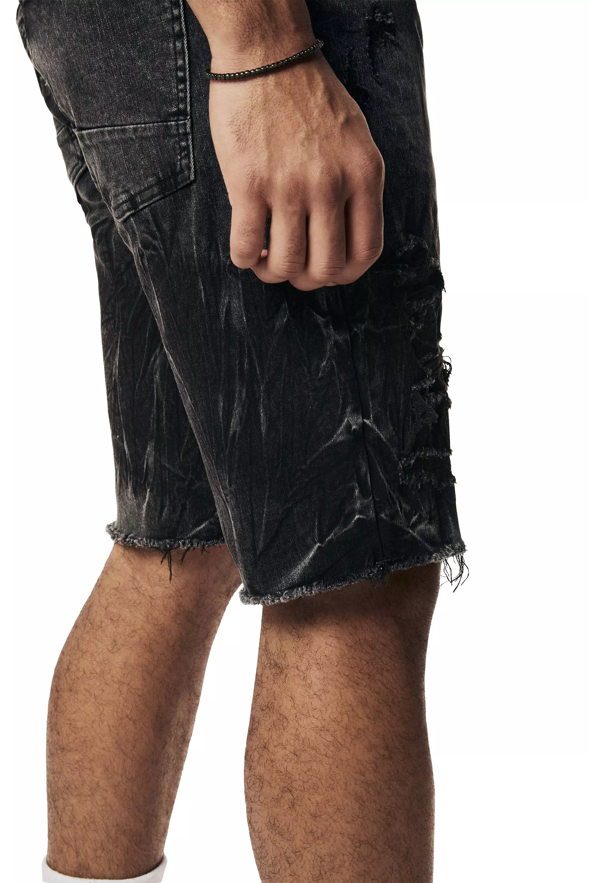 Smoke Rise Men's Black Matrix Denim Shorts - BLACK