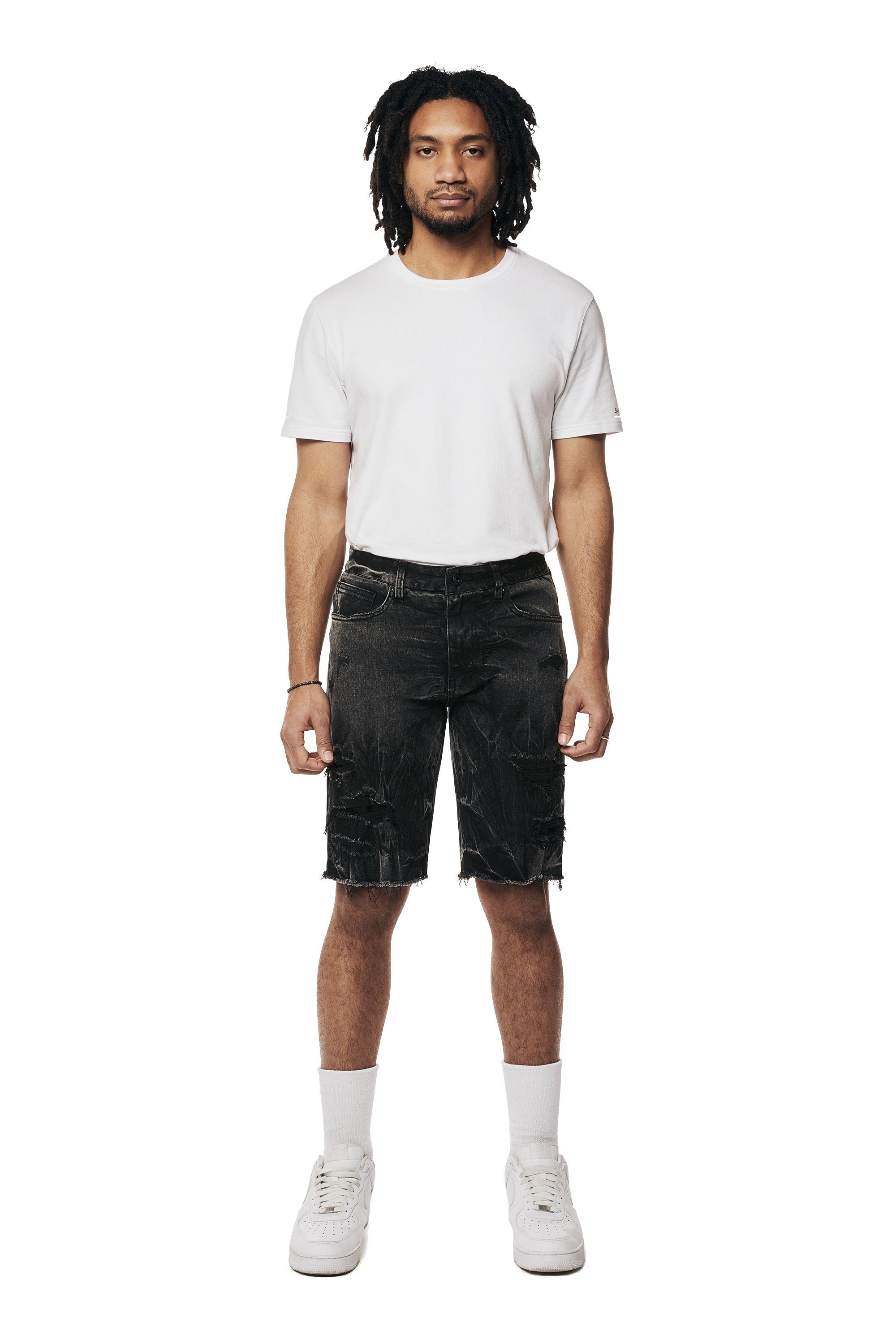 Smoke Rise Men's Black Matrix Denim Shorts - BLACK Thumbnail View 7