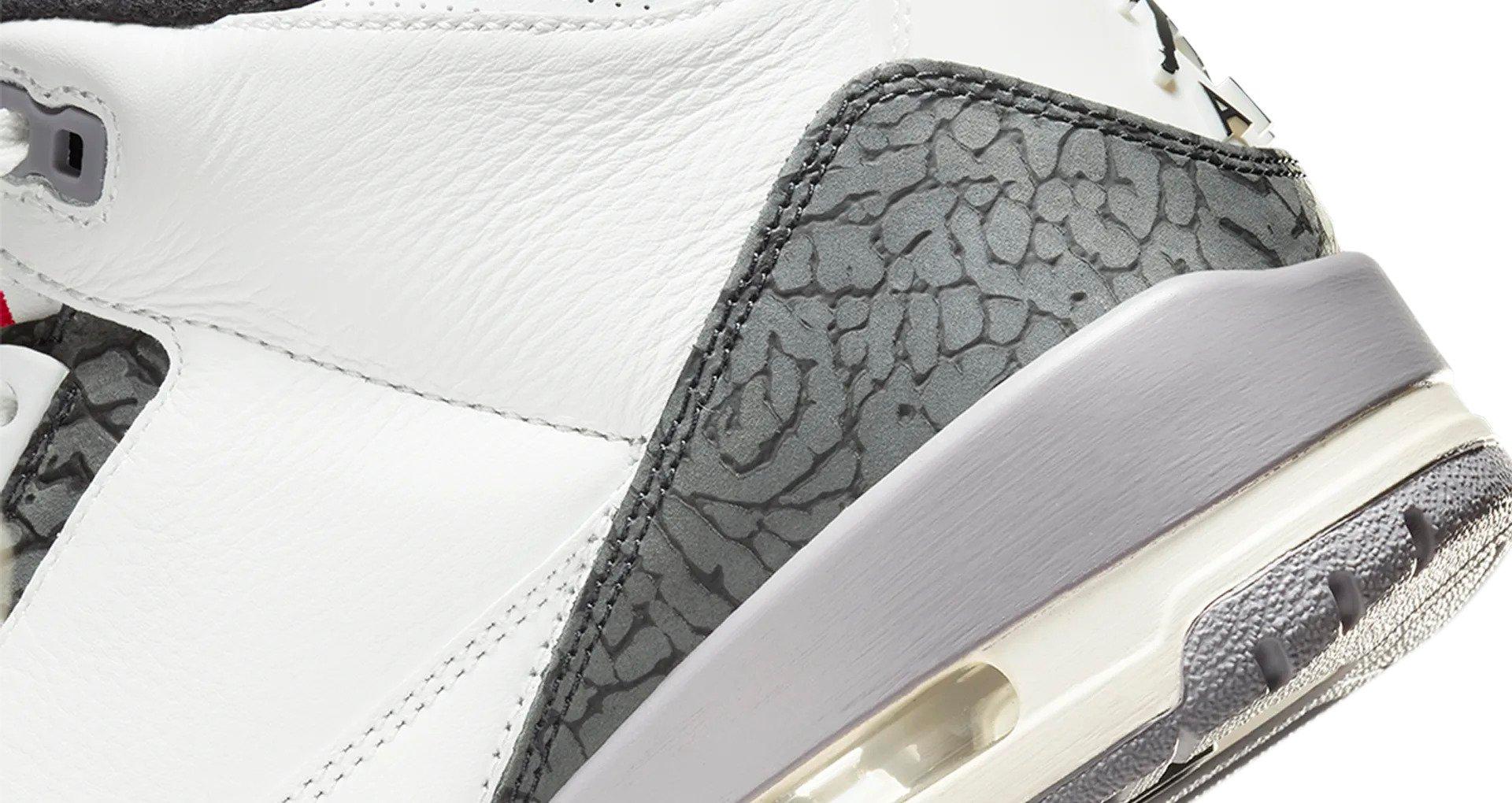 Jordan 3 Retro "Cement Grey" Men's Shoe - SUMMIT WHITE/FIRE RED/CEMENT GREY Thumbnail View 8
