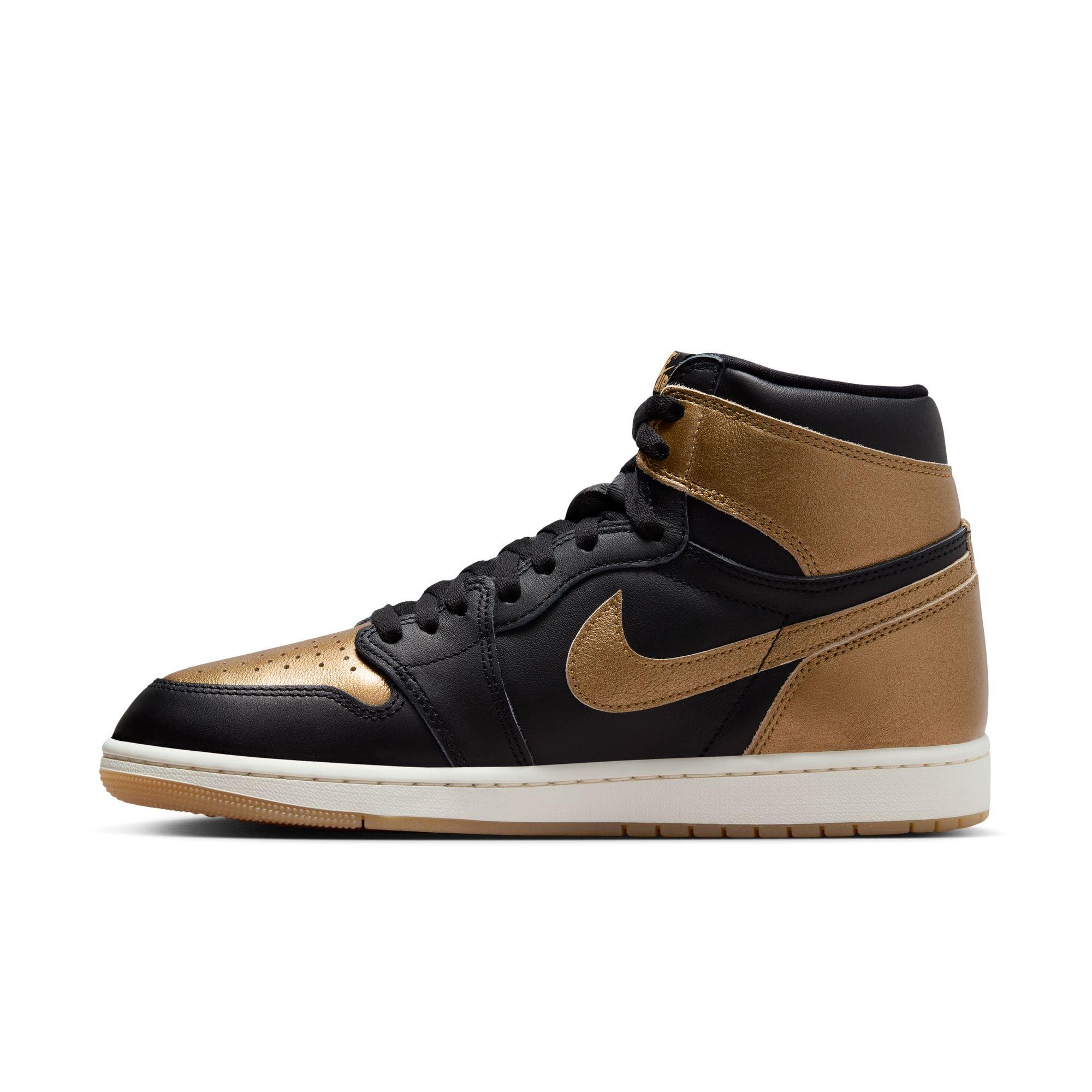 Jordan 1 Retro High OG "Black And Gold" Men's Shoe - BLACK/METALLIC GOLD/SAIL Thumbnail View 9