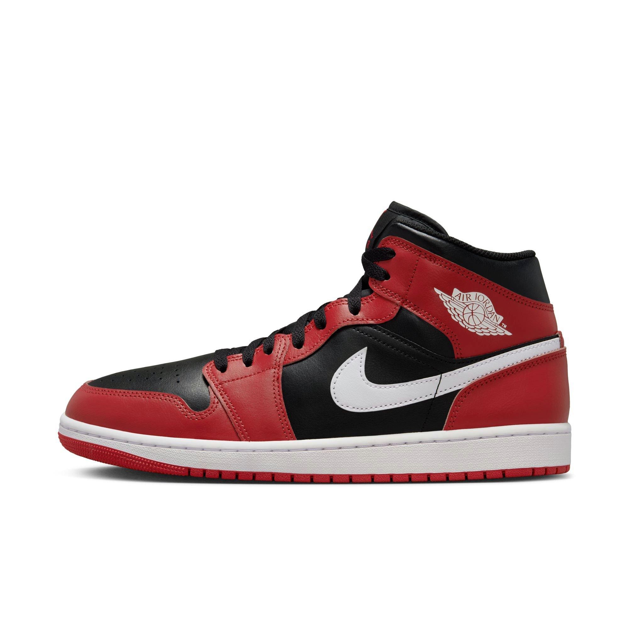 Jordan 1 Mid Men's "Black/White/Gym Red" Shoe