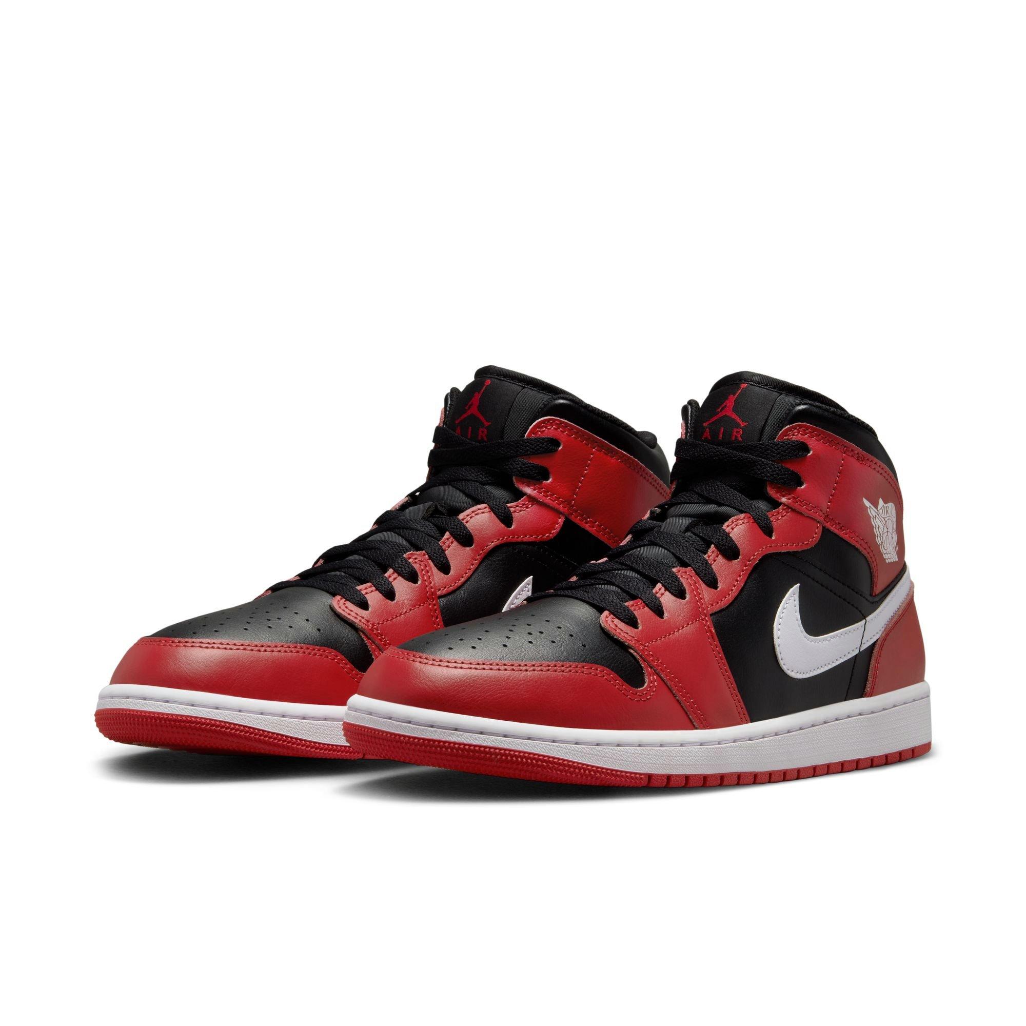 Jordan 1 Mid "Black/White/Gym Red" Men's Shoe - BLACK/WHITE/RED Thumbnail View 5