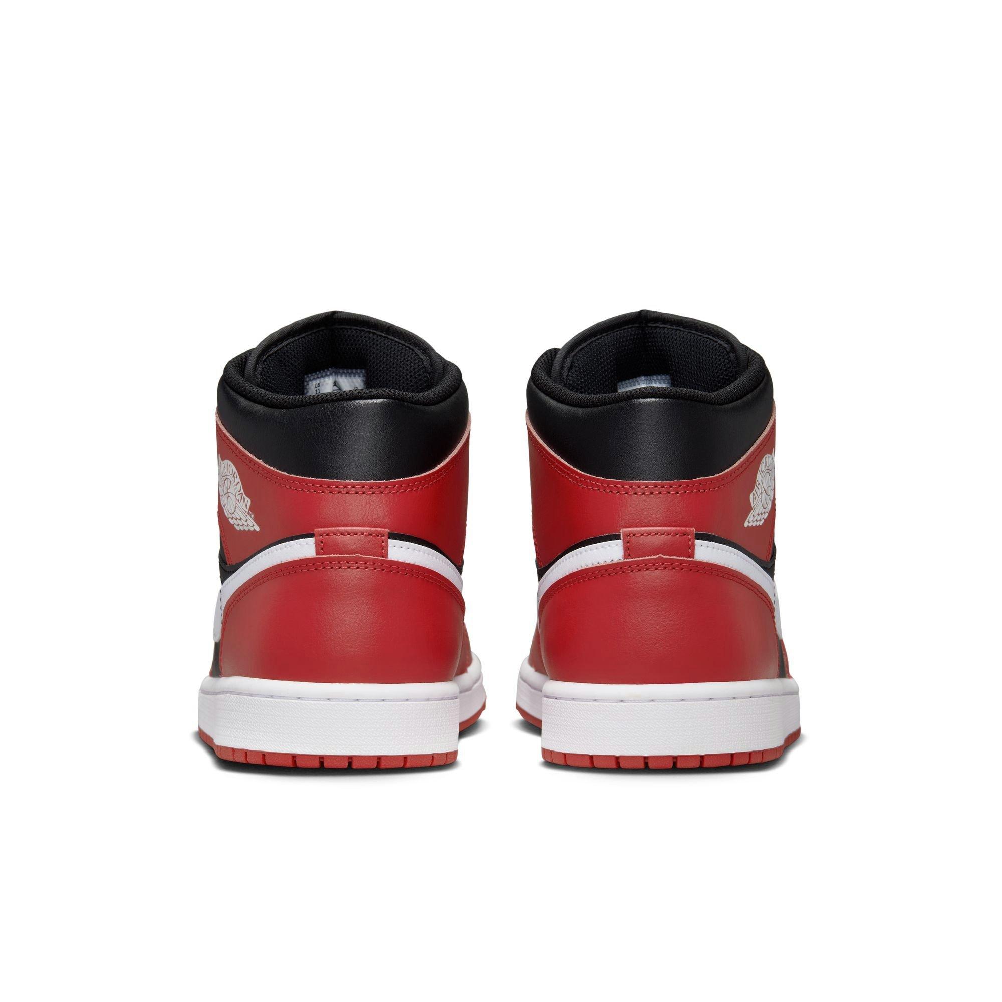 Jordan 1 Mid Men's "Black/White/Gym Red" Shoe