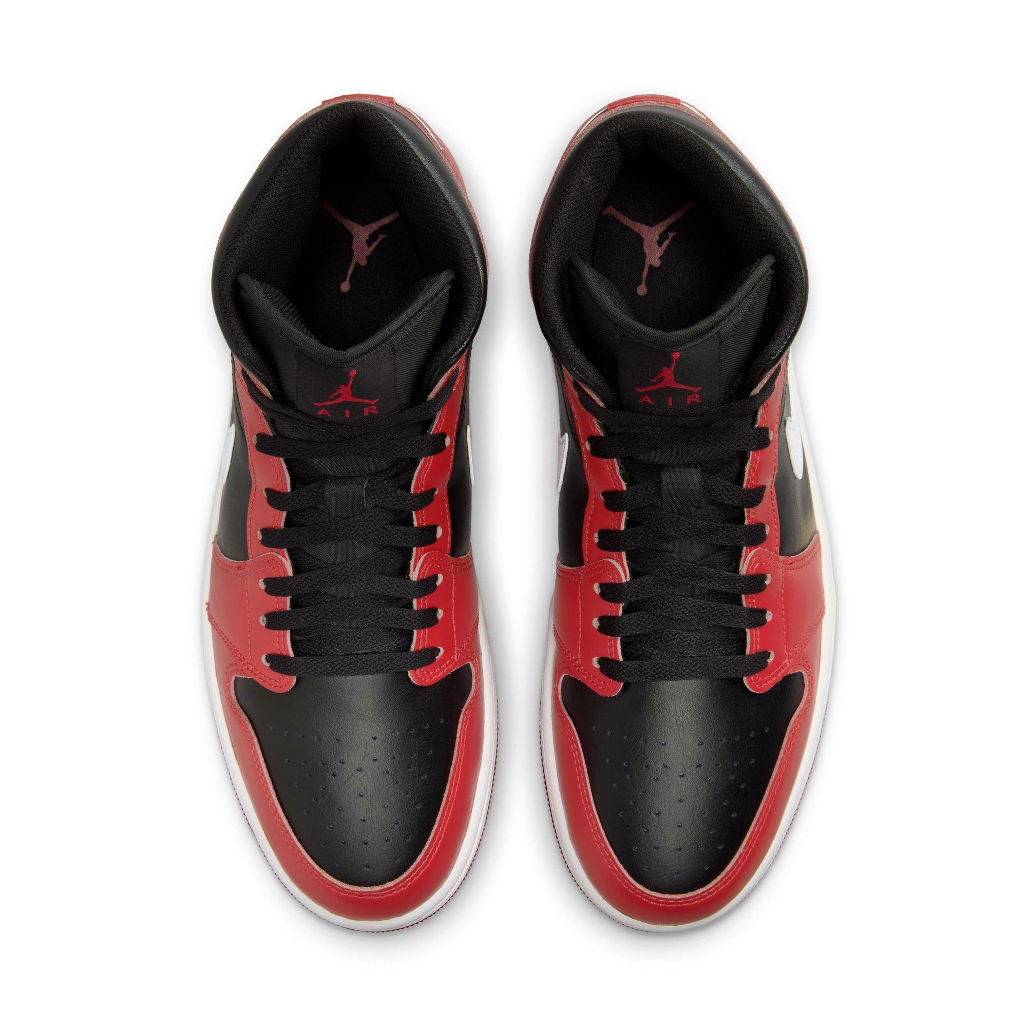 Jordan 1 Mid "Black/White/Gym Red" Men's Shoe - BLACK/WHITE/RED Thumbnail View 7