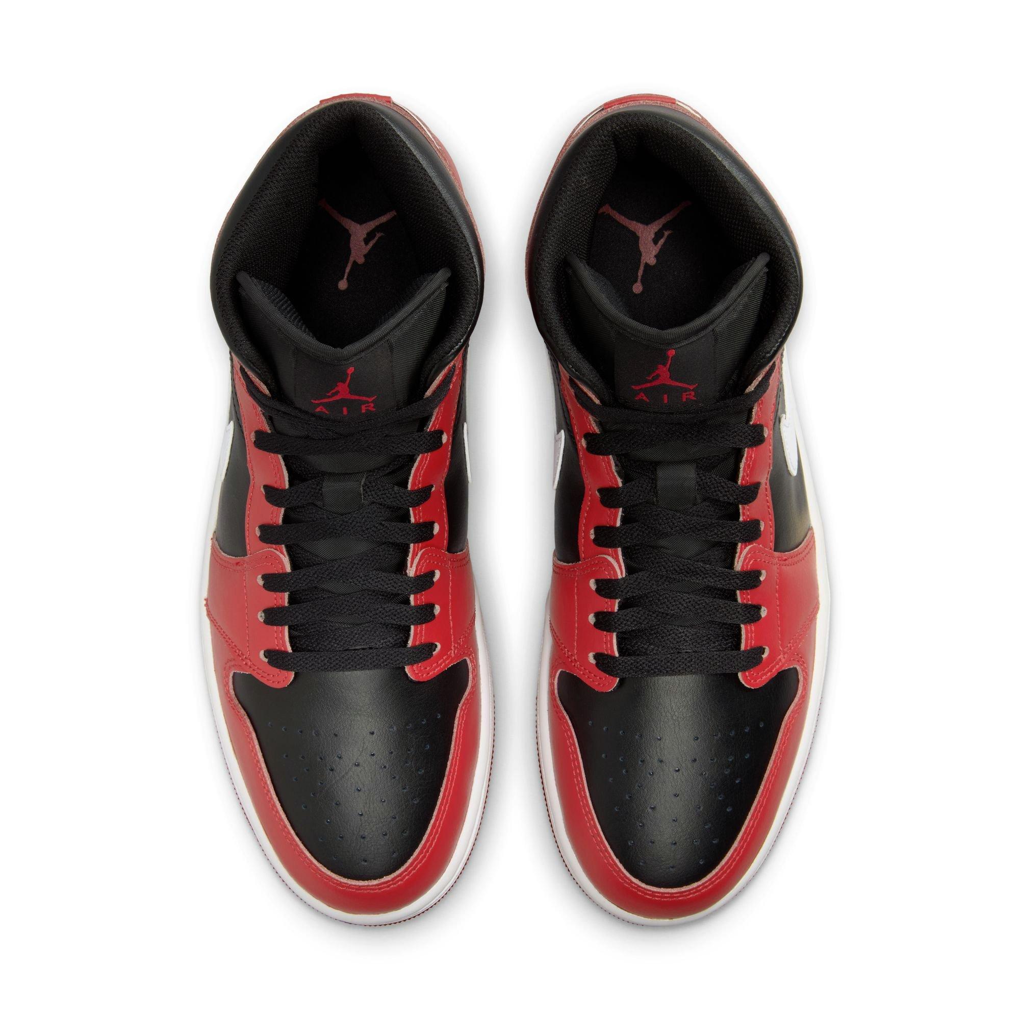 Jordan 1 Mid Men's "Black/White/Gym Red" Shoe