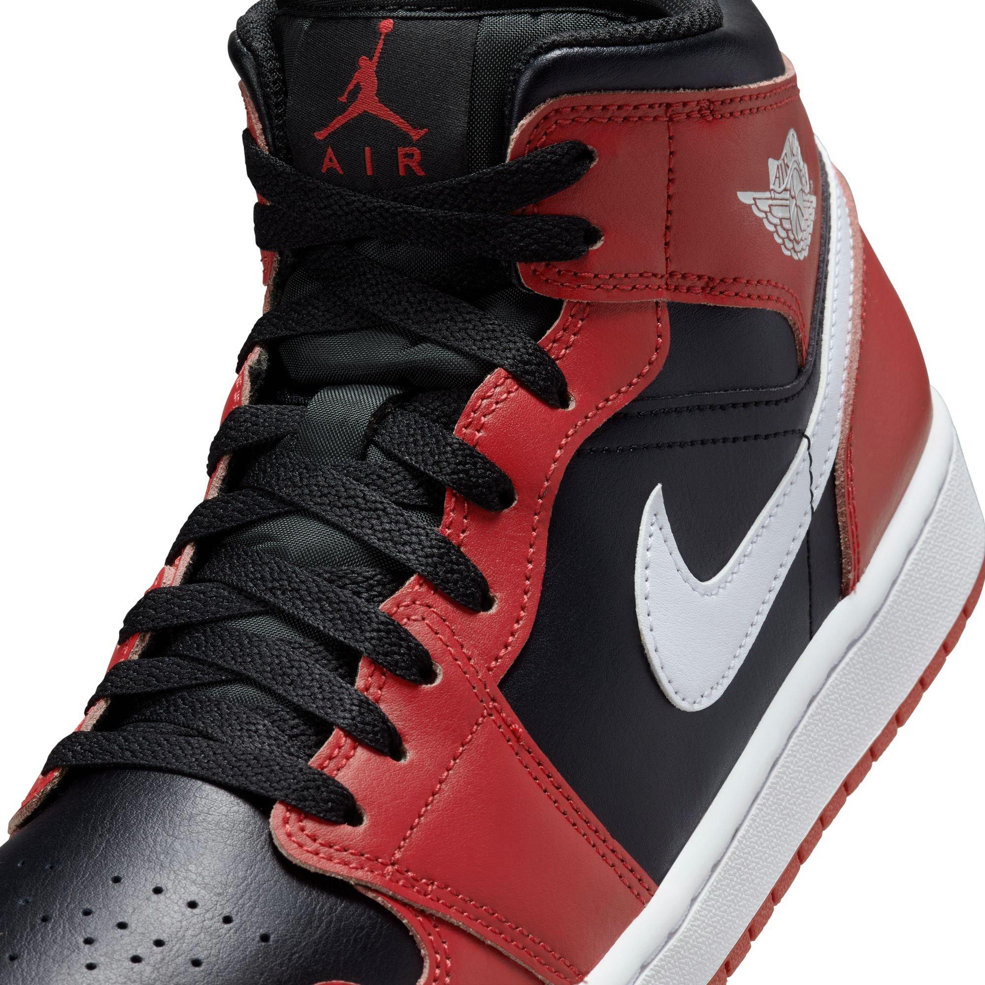 Jordan 1 Mid "Black/White/Gym Red" Men's Shoe - BLACK/WHITE/RED Thumbnail View 10